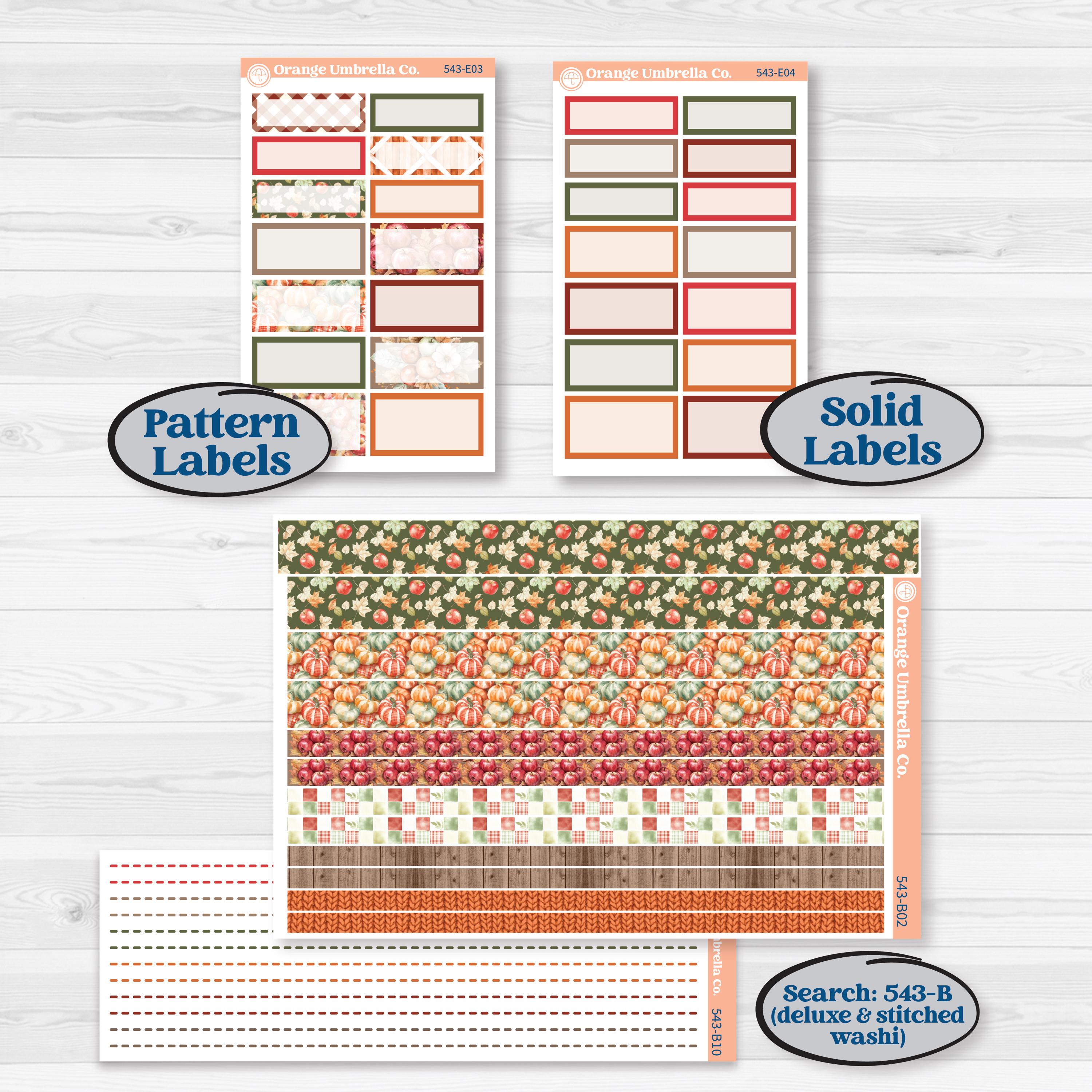 Apple Harvest Planner Kit | Hobonichi Cousin Weekly & Daily Planner Kit Stickers | Apple Crisp | KIT-543-E