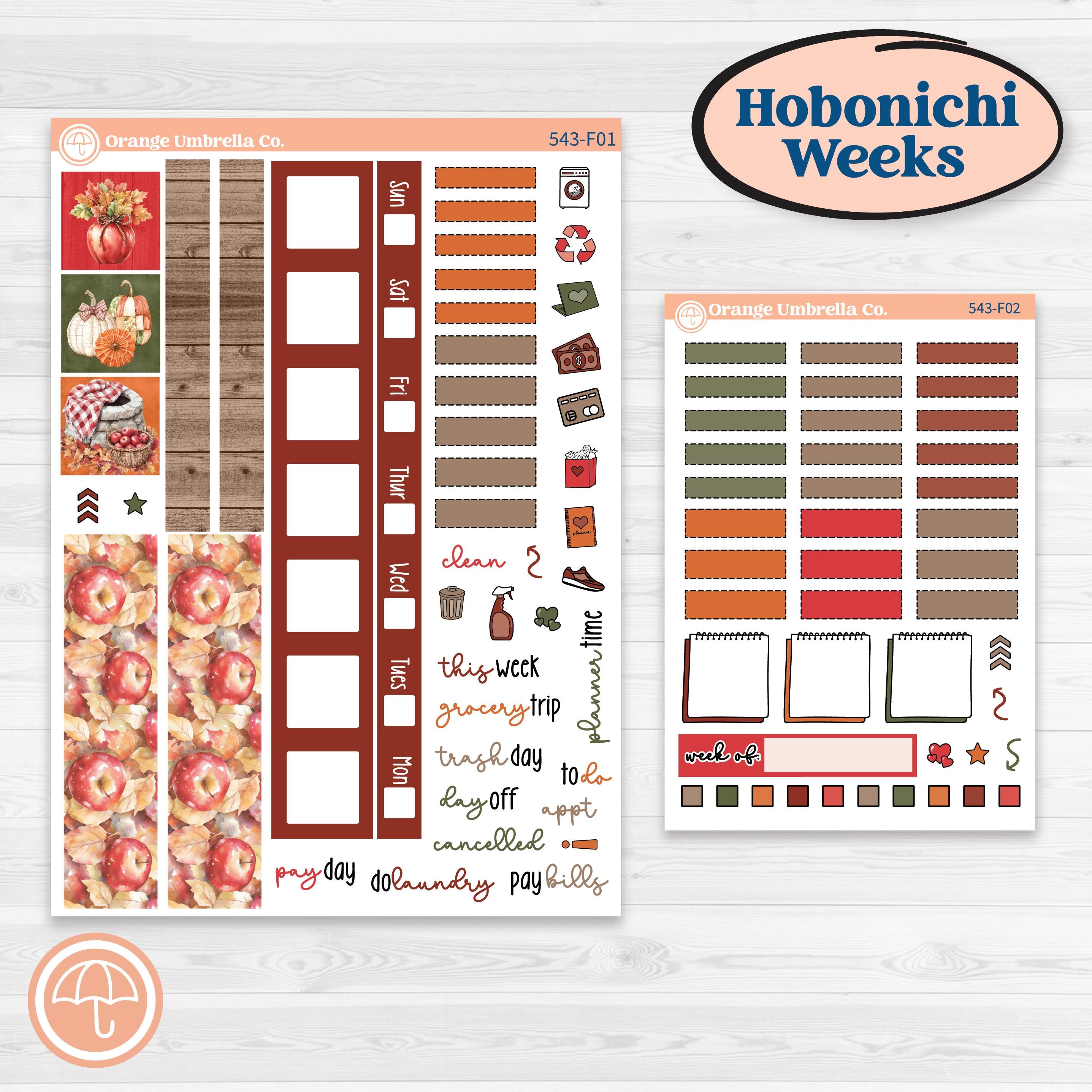 Apple Harvest Planner Kit | Hobonichi Weeks Weekly Planner Kit Stickers | Apple Crisp | KIT-543-F