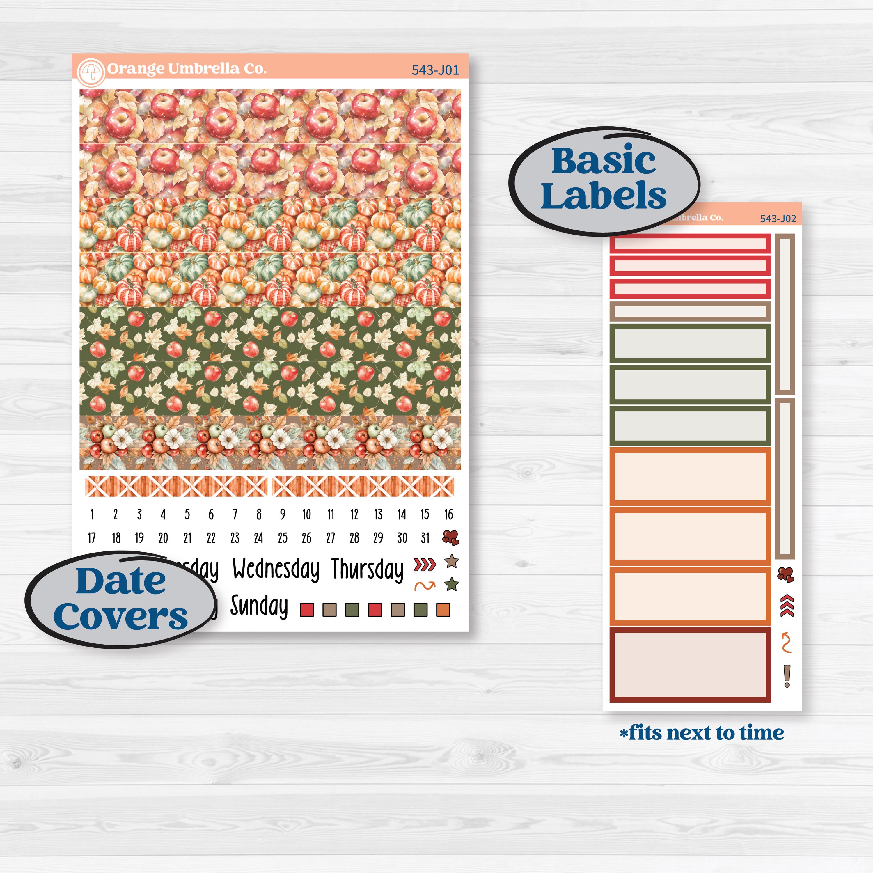 Apple Harvest Planner Kit | A5 Daily Duo Planner Kit Stickers | Apple Crisp | KIT-543-J