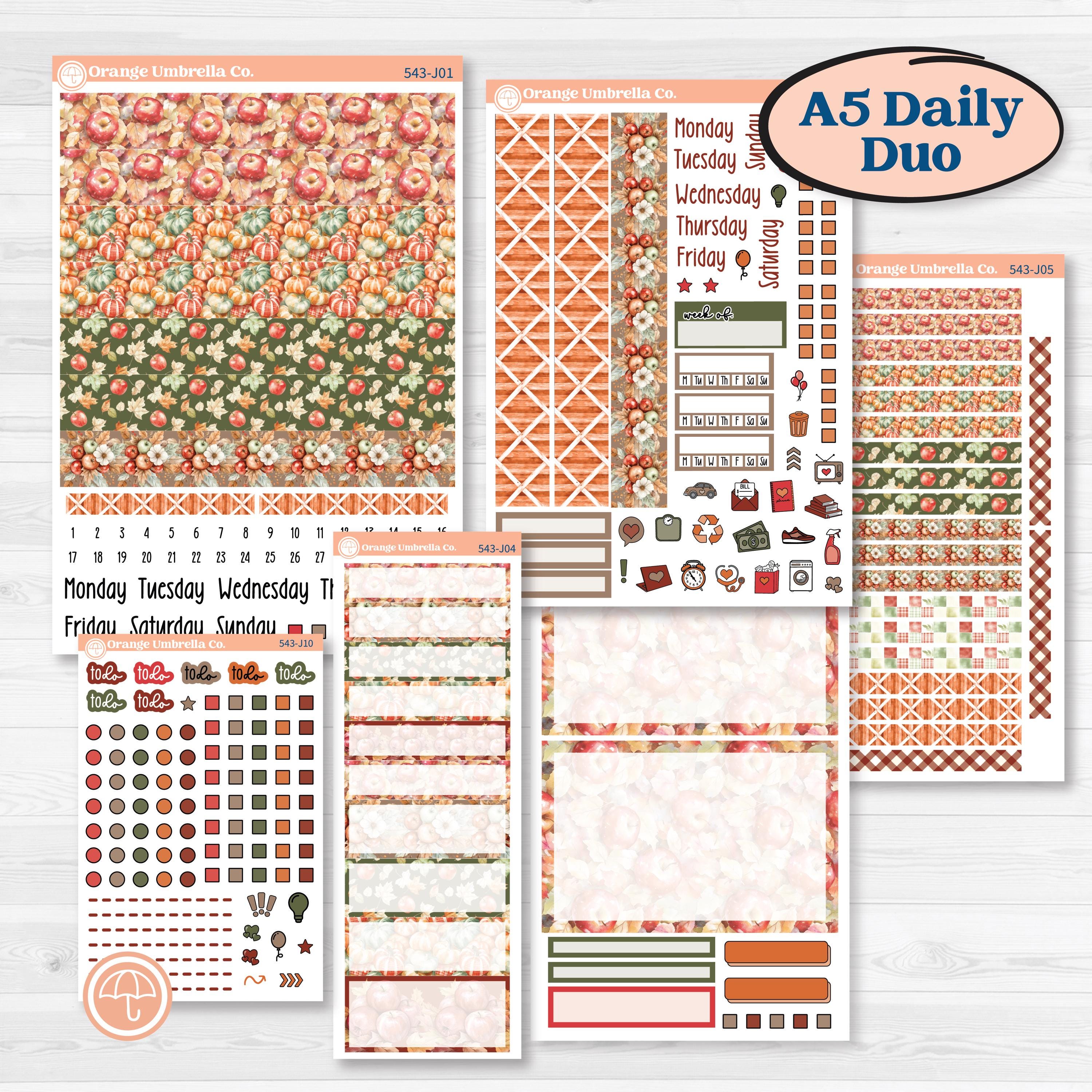 Apple Harvest Planner Kit | A5 Daily Duo Planner Kit Stickers | Apple Crisp | KIT-543-J