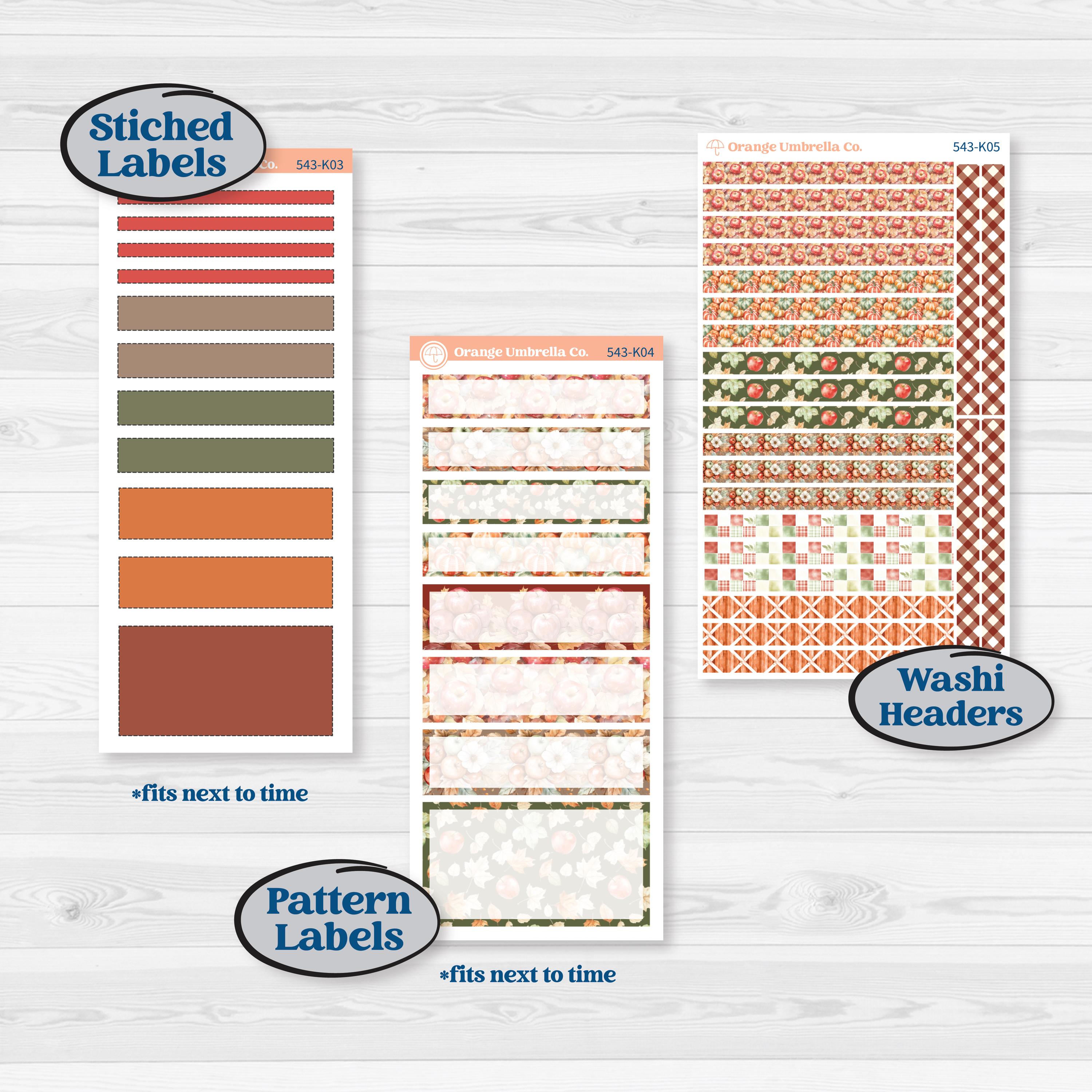 Apple Harvest Planner Kit | 7x9 Erin Condren Daily Duo Planner Kit Stickers | Apple Crisp | KIT-543-K