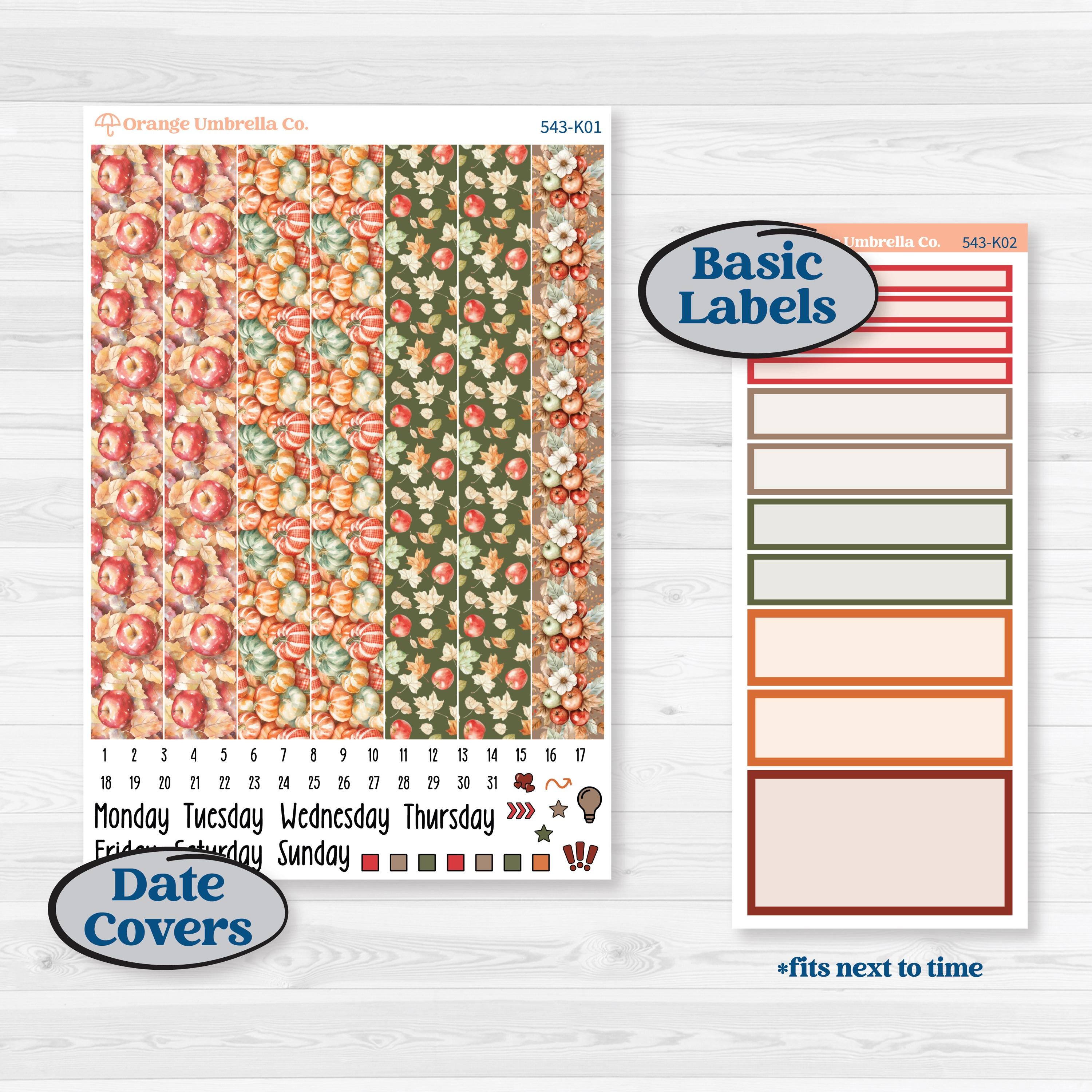 Apple Harvest Planner Kit | 7x9 Erin Condren Daily Duo Planner Kit Stickers | Apple Crisp | KIT-543-K