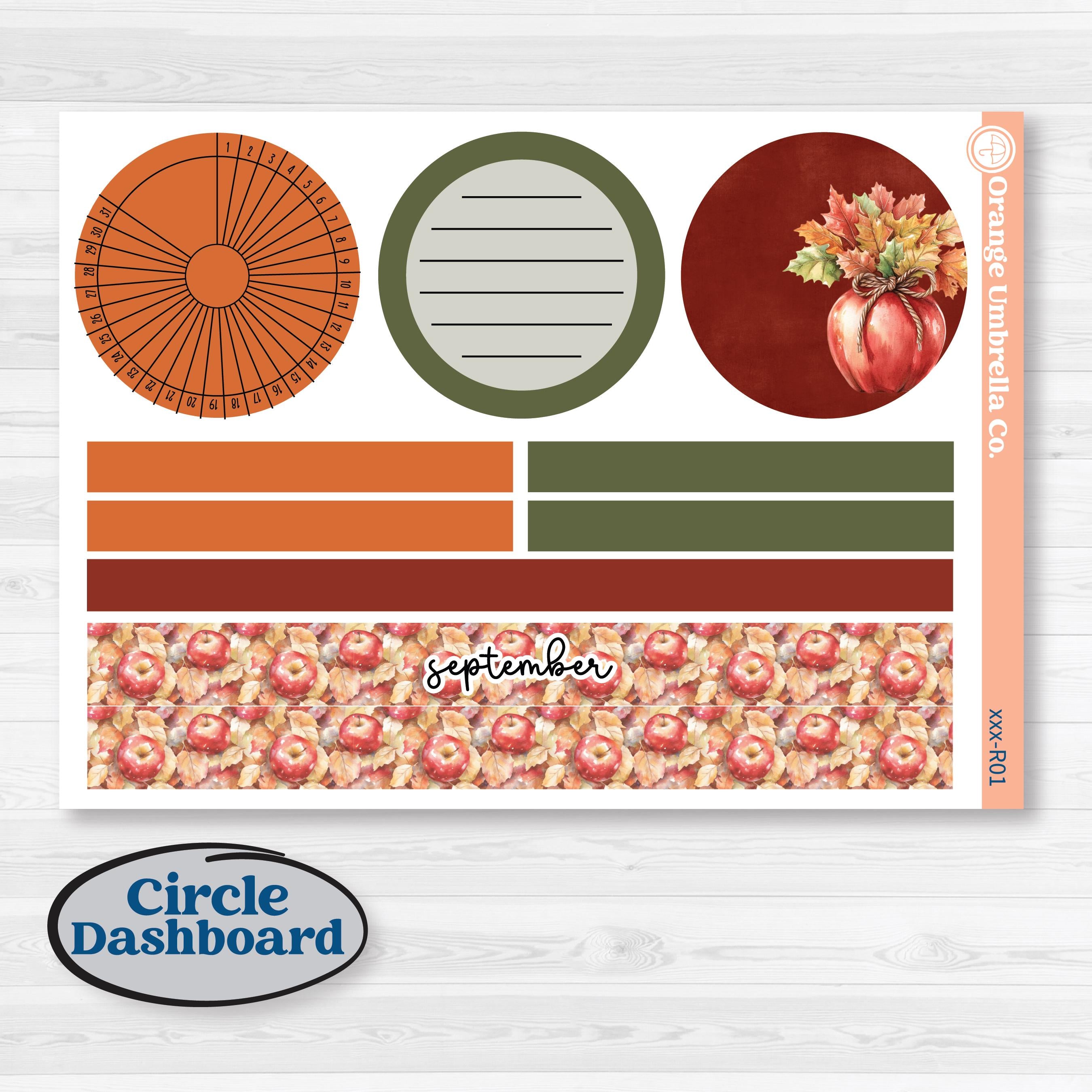 Apple Harvest Planner Kit | 8.5x11 Plum Monthly & Dashboard Planner Kit Stickers | Apple Crisp | KIT-543-R