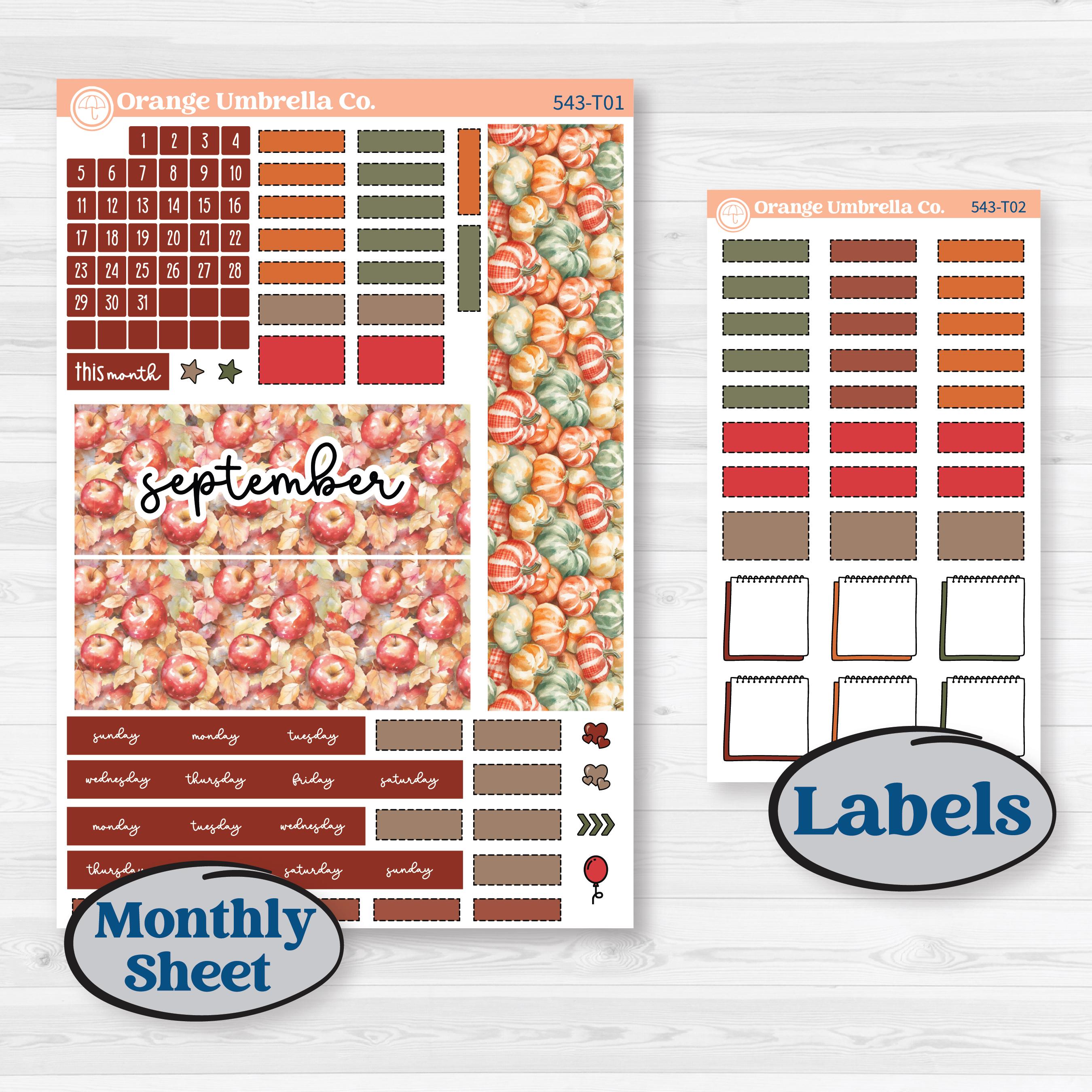 Apple Harvest Planner Kit | Hobonichi Weeks Monthly Planner Kit Stickers | Apple Crisp | KIT-543-T