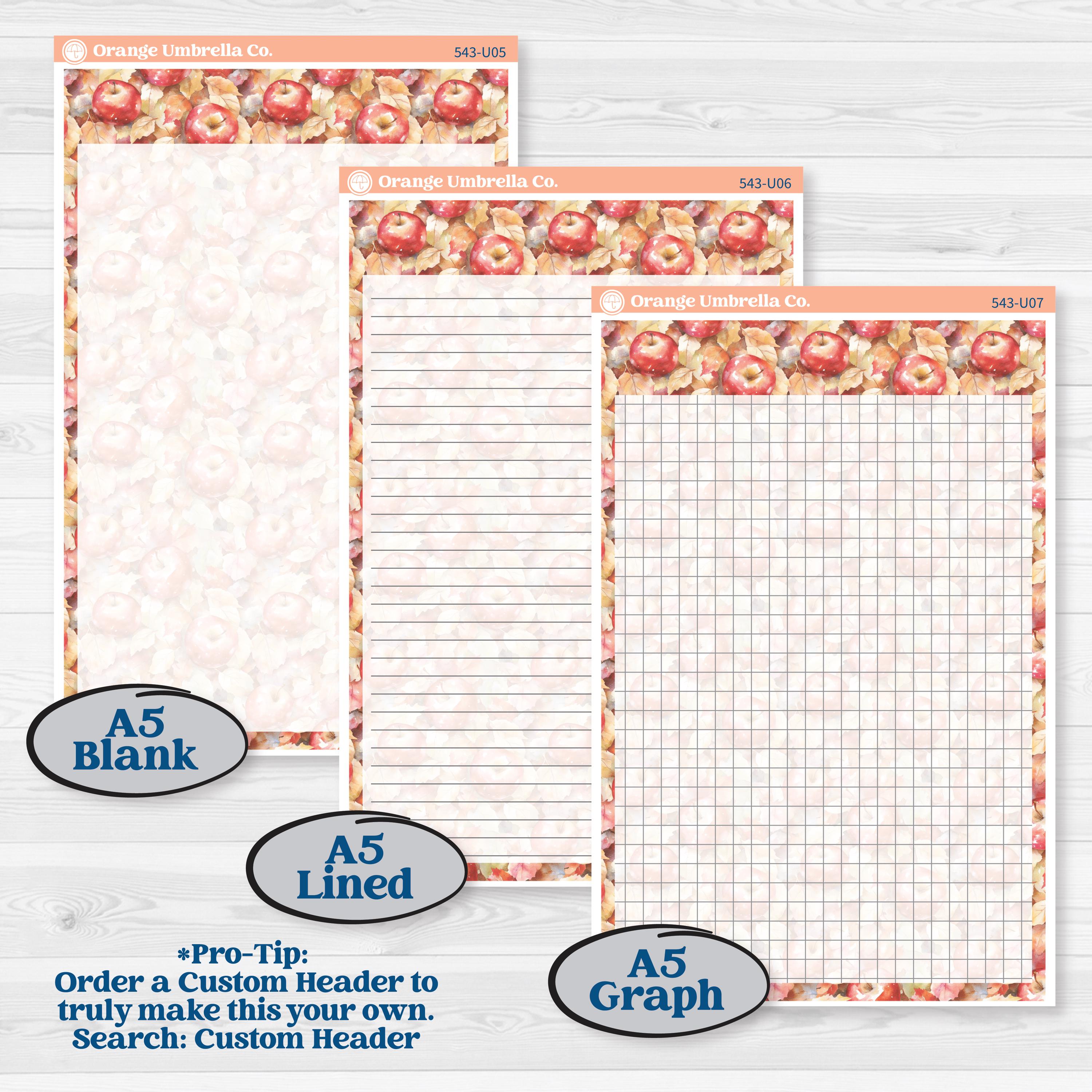 Apple Harvest | A5 or 7x9 Create Your Own Monthly Dashboard Universal | Monthly & Reading Log Sticker Kit | Apple Crisp | KIT-543-U