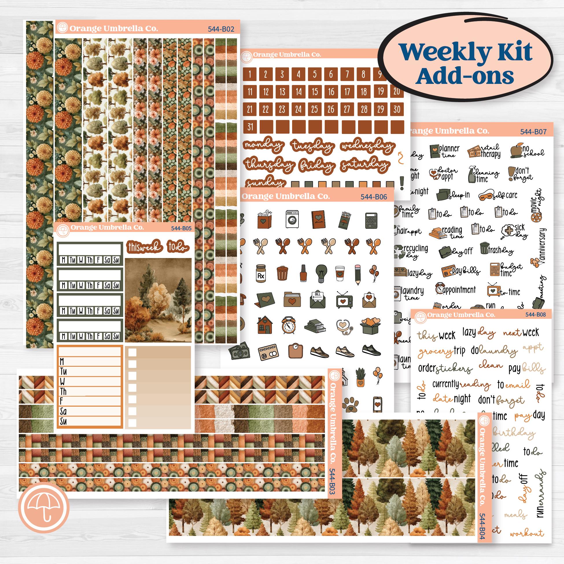 Autumn Woodland Planner Kit | Weekly Add-On Planner Kit Stickers | Autumn Stroll | KIT-544-B