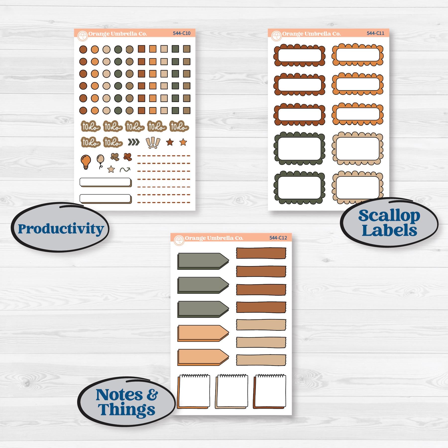 Autumn Woodland Planner Kit | Weekly Add-On Labels Planner Kit Stickers | Autumn Stroll | KIT-544-C