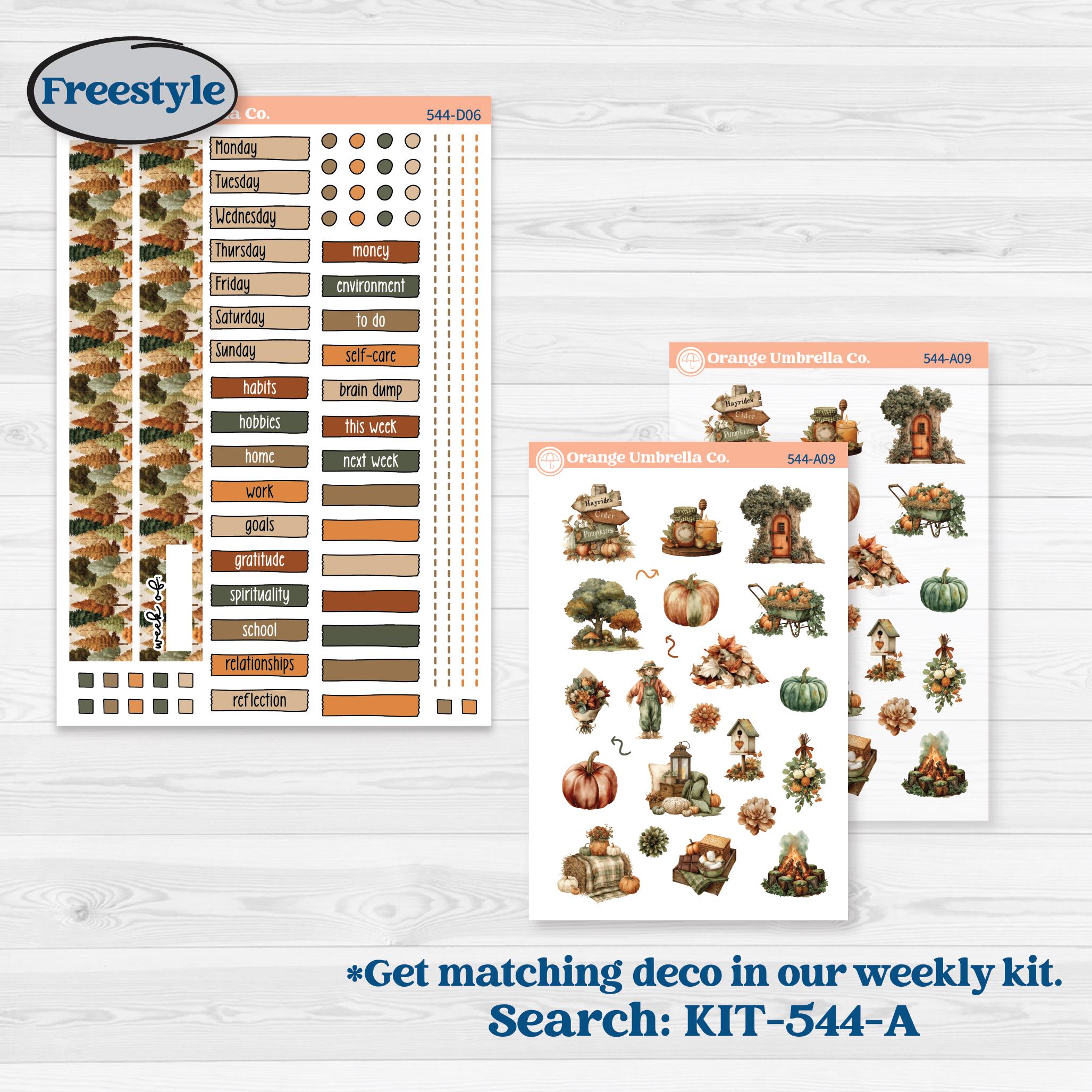 Autumn Woodland Planner Kit | Journaling or Scrapbooking Kit | Creative Junk Journal Planner Stickers | Autumn Stroll | KIT-544-D