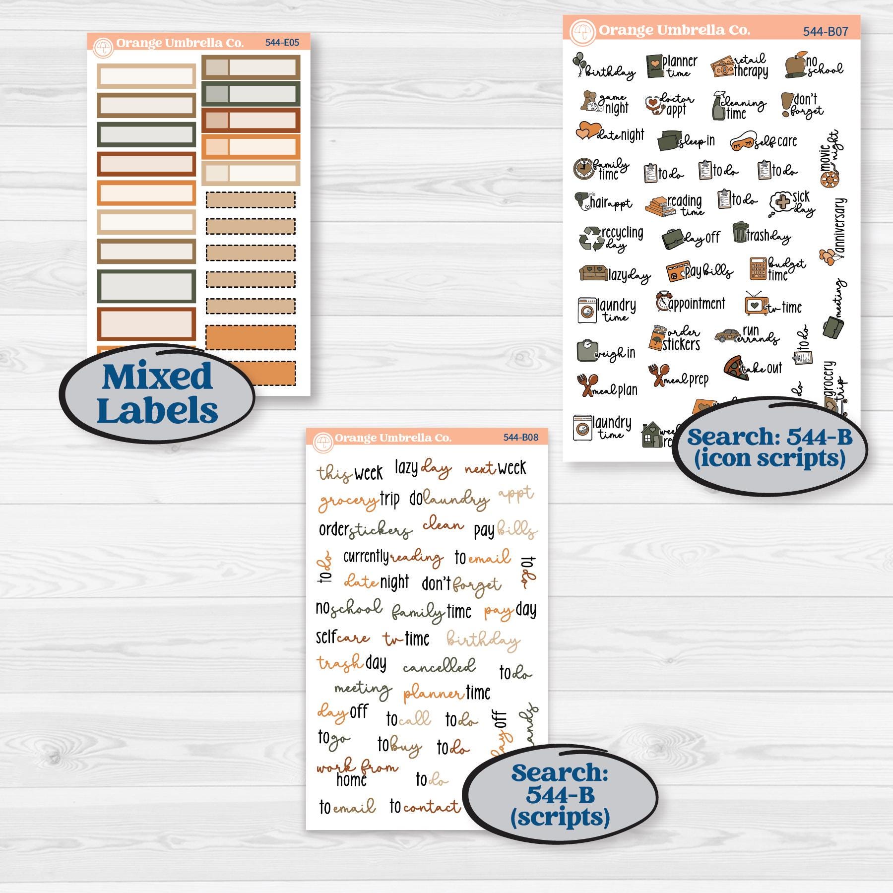 Autumn Woodland Planner Kit | Hobonichi Cousin Weekly & Daily Planner Kit Stickers | Autumn Stroll | KIT-544-E