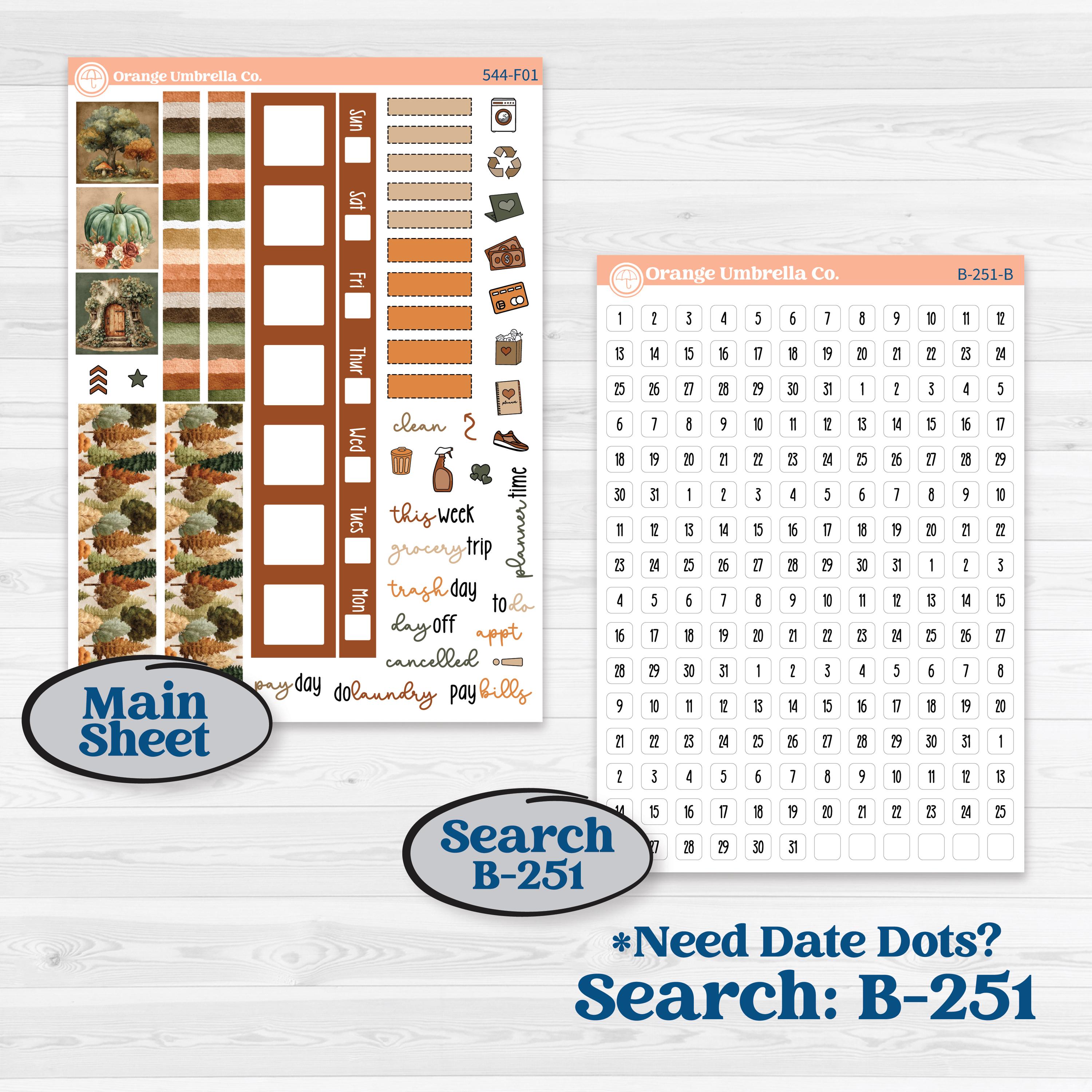 Autumn Woodland Planner Kit | Hobonichi Weeks Weekly Planner Kit Stickers | Autumn Stroll | KIT-544-F