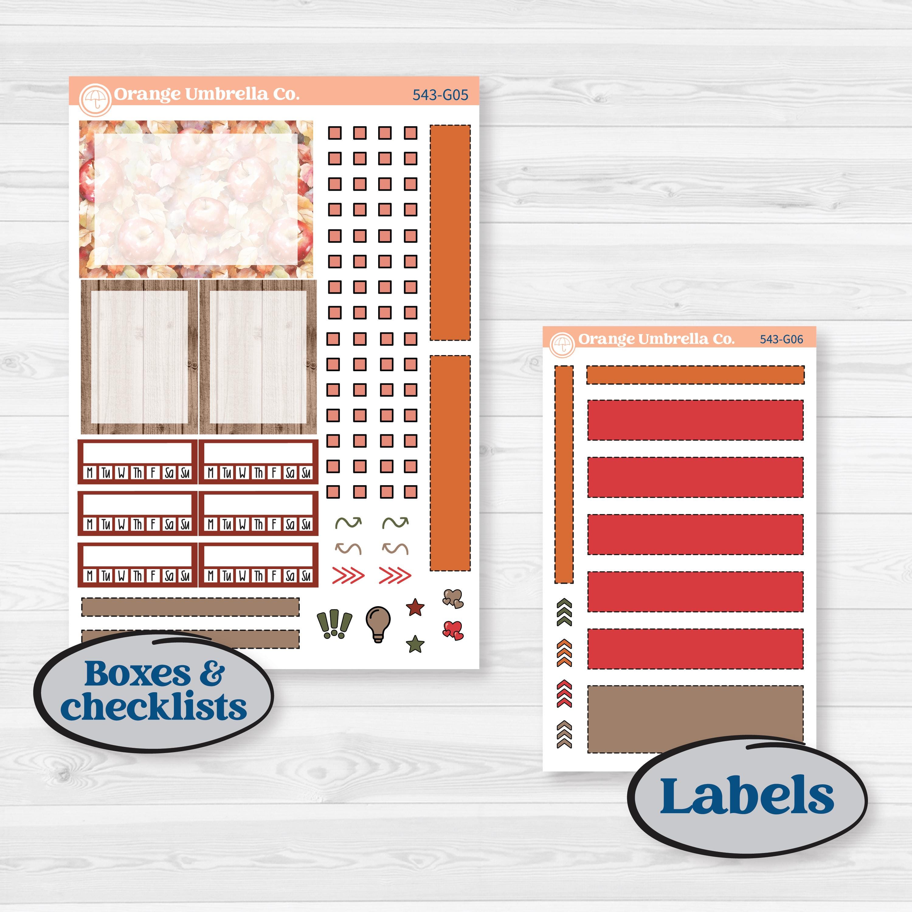 Apple Harvest Planner Kit | Erin Condren A5 Weekly Dashboard Planner Kit Stickers | Apple Crisp | KIT-543-G4