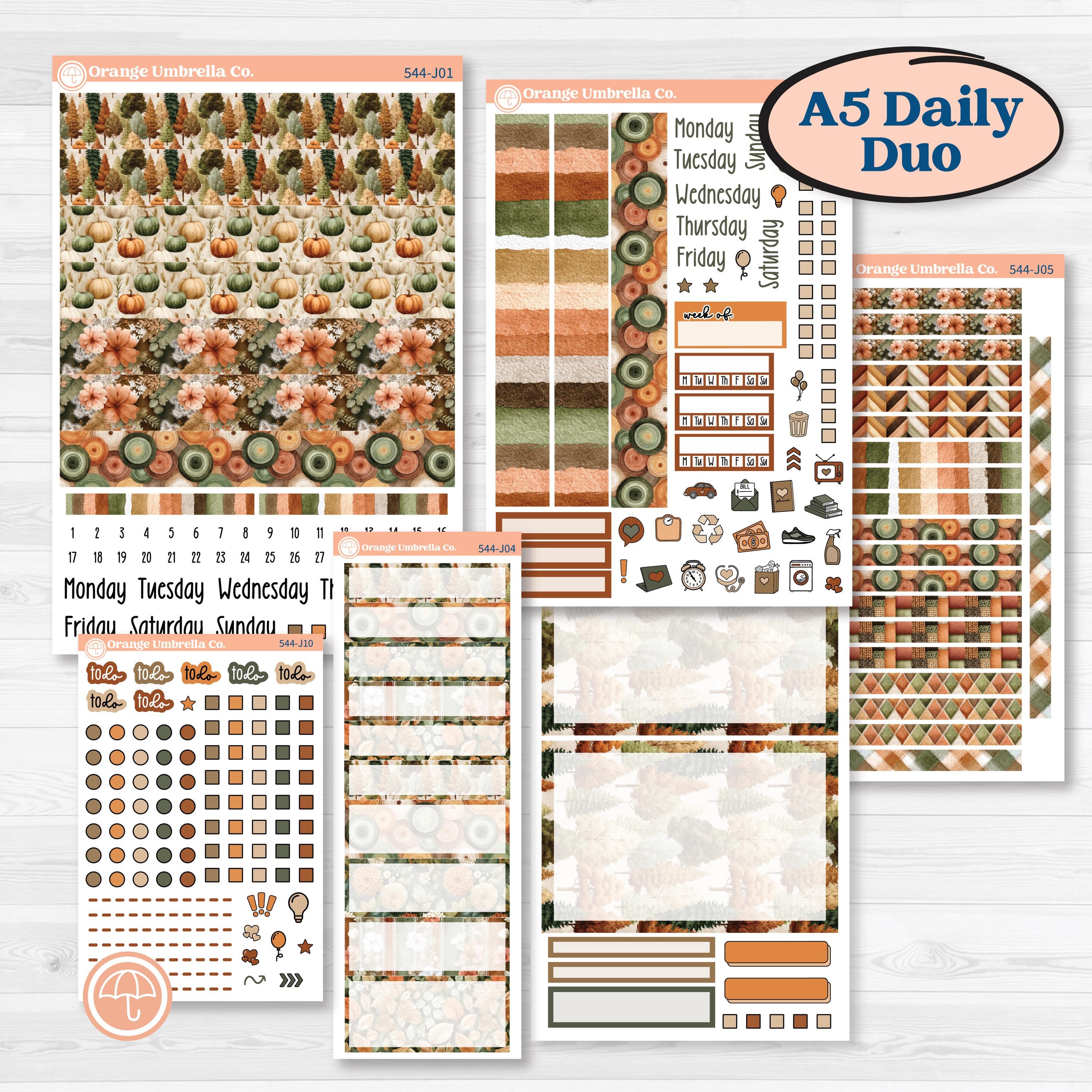 Autumn Woodland Planner Kit | A5 Daily Duo Planner Kit Stickers | Autumn Stroll | KIT-544-J