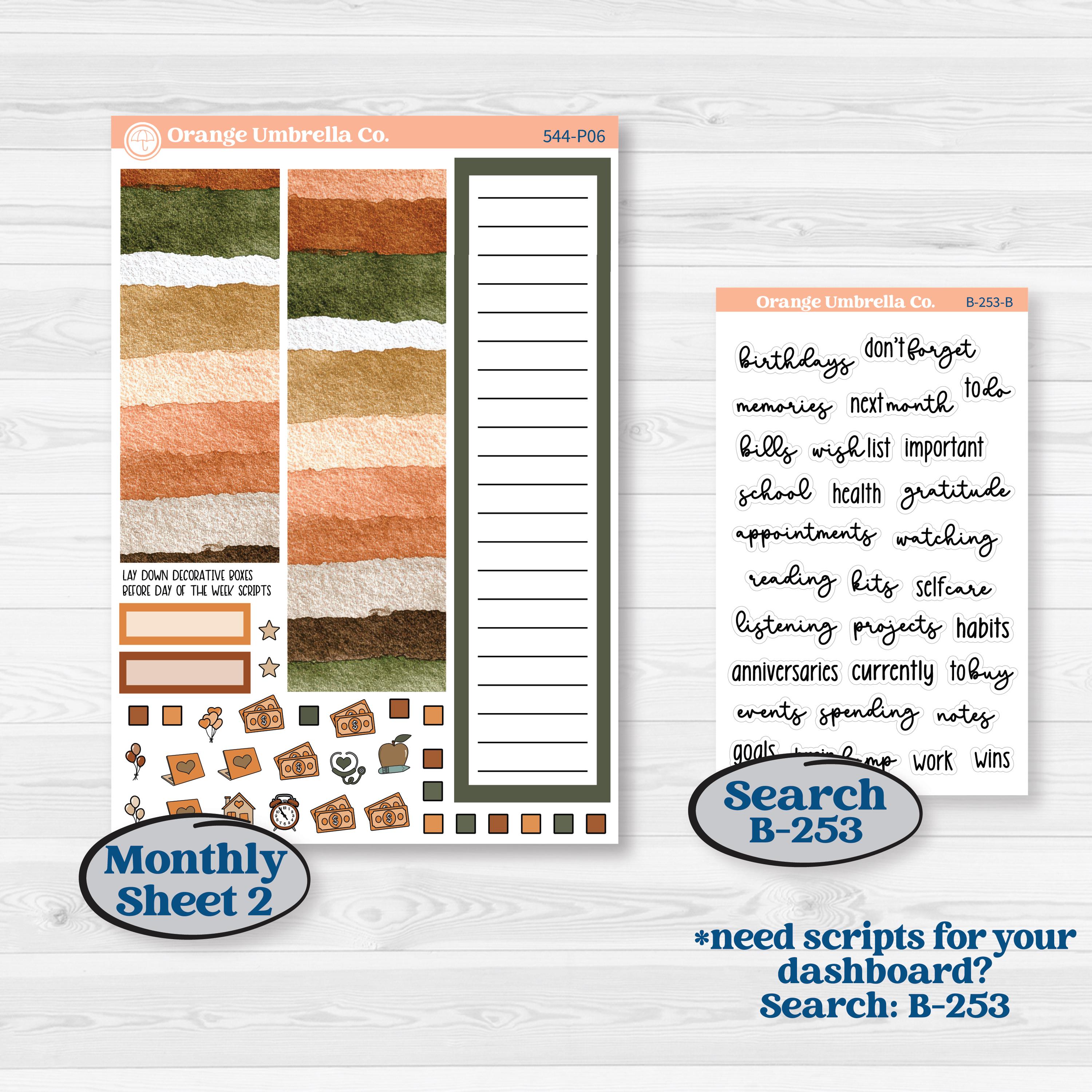 Autumn Woodland Planner Kit | A5 Plum Monthly & Dashboard Planner Kit Stickers | Autumn Stroll | KIT-544-P