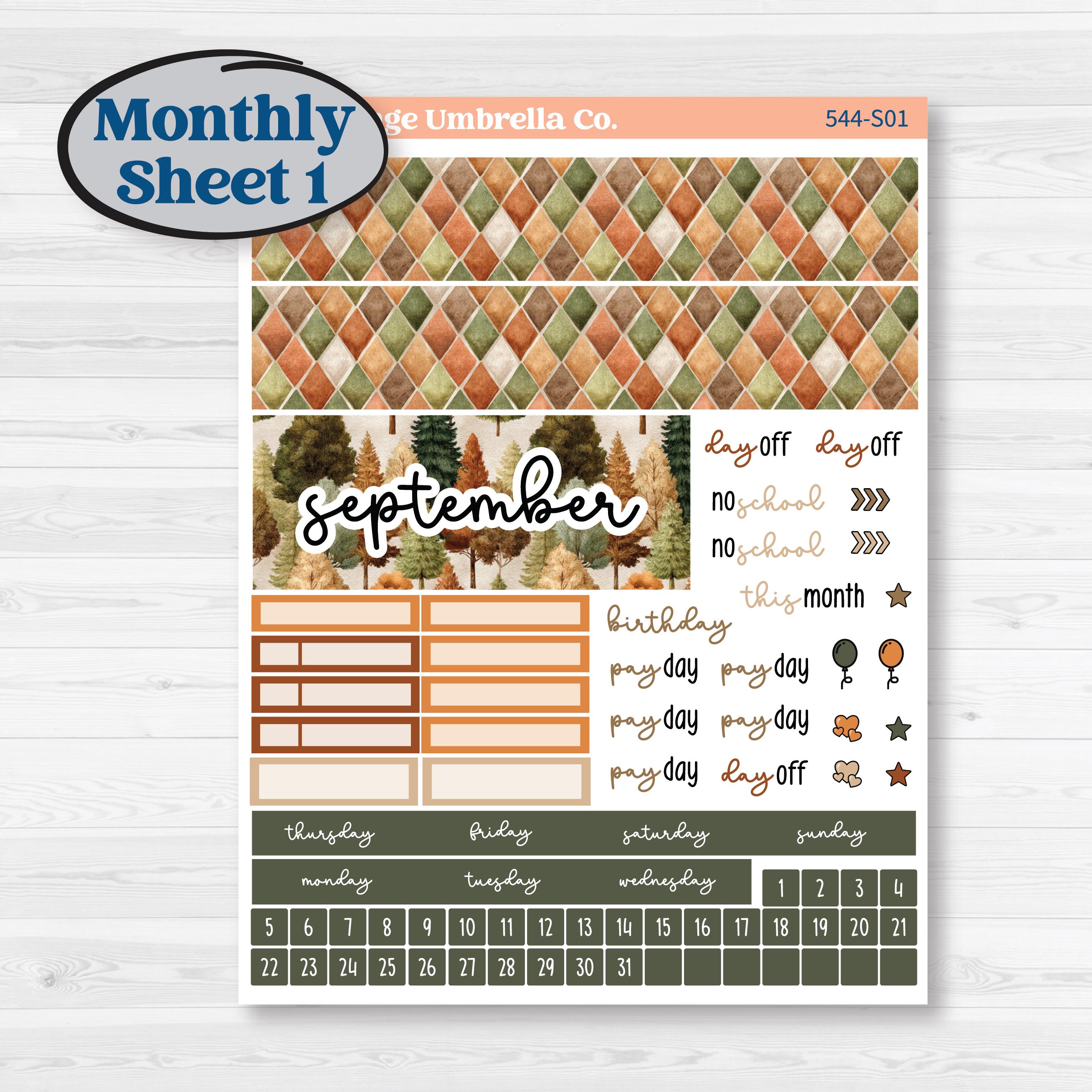 Autumn Woodland Planner Kit | Hobonichi Cousin Monthly Planner Kit Stickers | Autumn Stroll | KIT-544-S