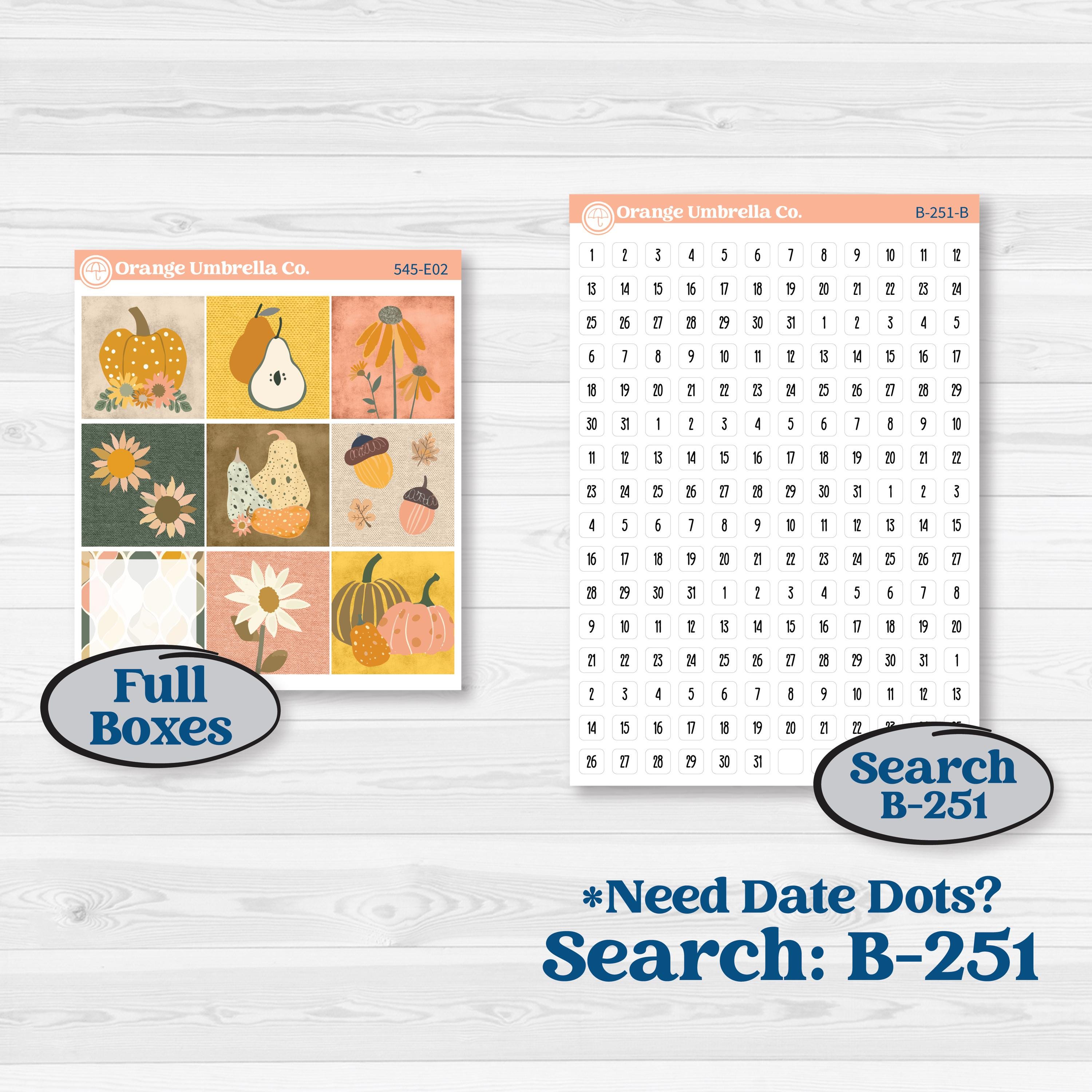 Pumpkin Patch Stickers | Hobonichi Cousin Weekly & Daily Planner Kit Stickers | Oh My Gourd | KIT-545-E