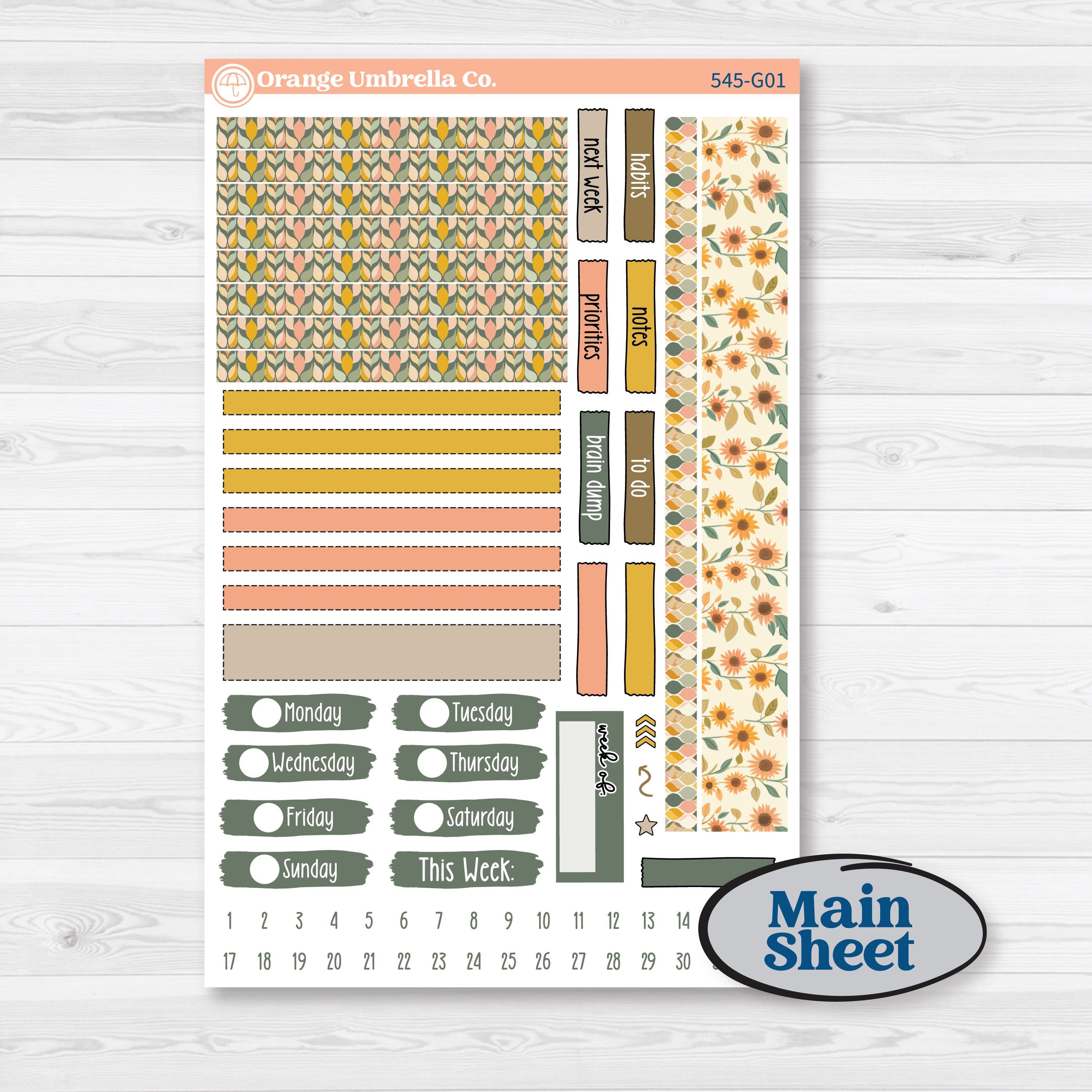 Pumpkin Patch Stickers | Erin Condren 7x9 Weekly Dashboard Planner Kit Stickers | Oh My Gourd | KIT-545-G