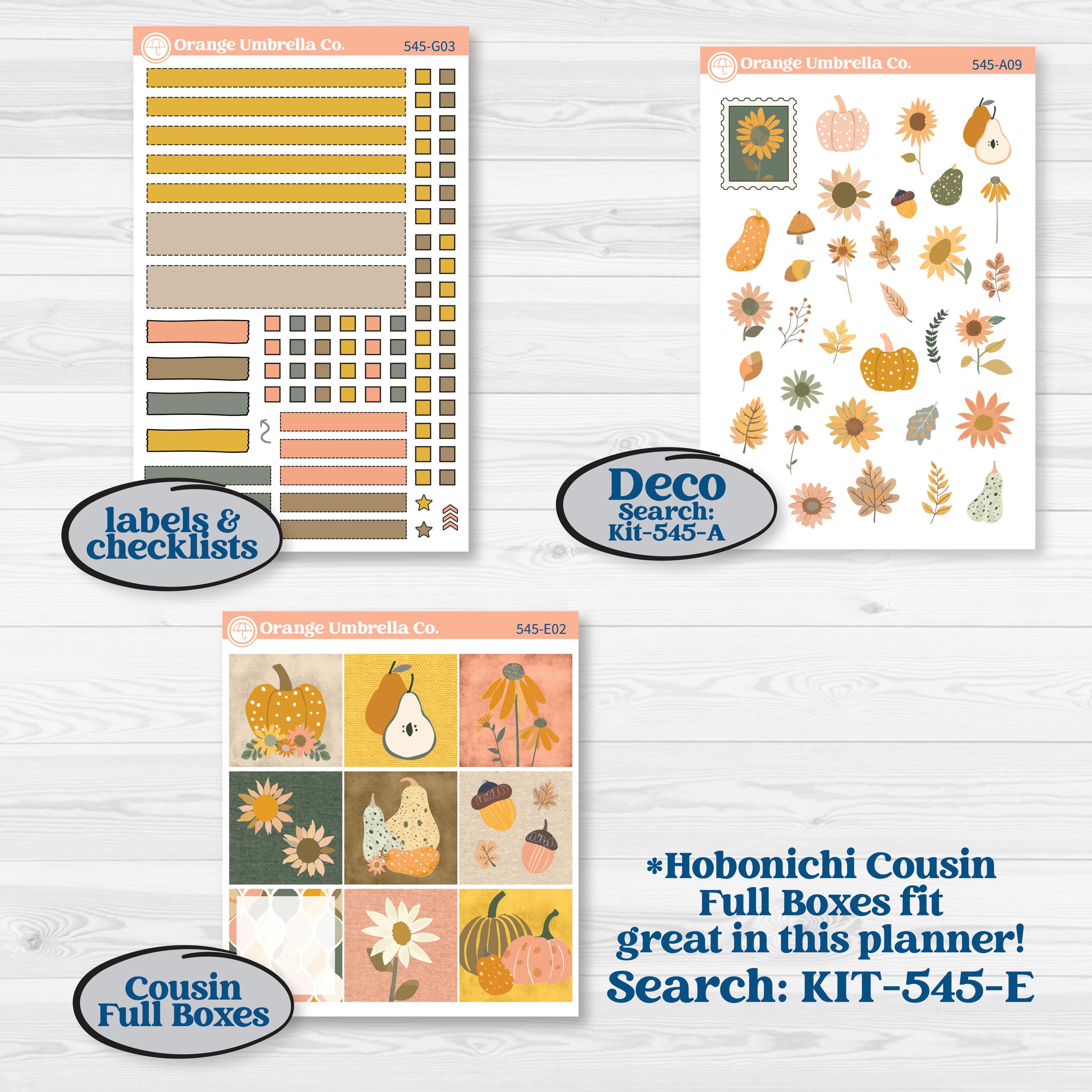 Pumpkin Patch Stickers | Erin Condren 7x9 Weekly Dashboard Planner Kit Stickers | Oh My Gourd | KIT-545-G
