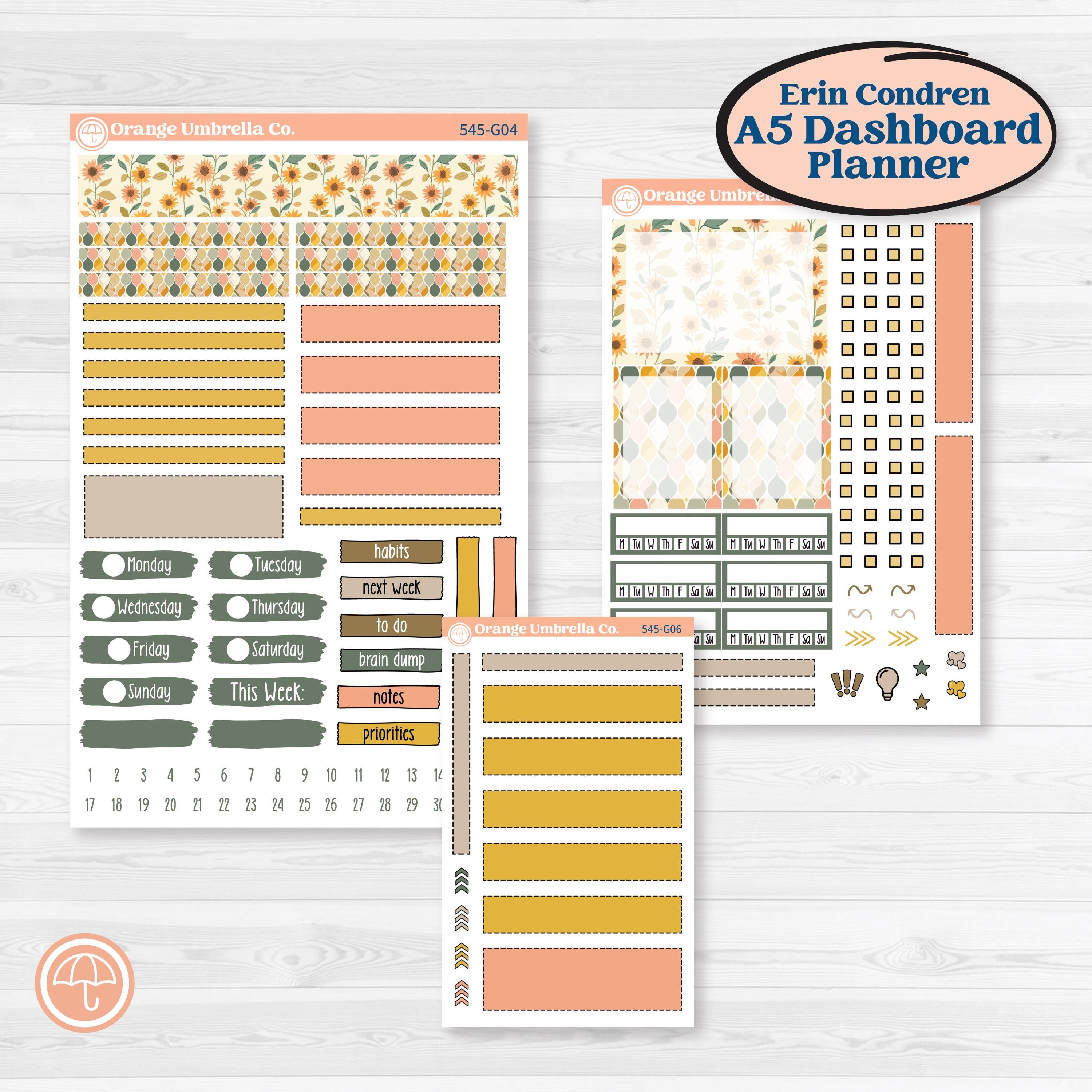 Pumpkin Patch Stickers | Erin Condren A5 Weekly Dashboard Planner Kit Stickers | Oh My Gourd | KIT-545-G4