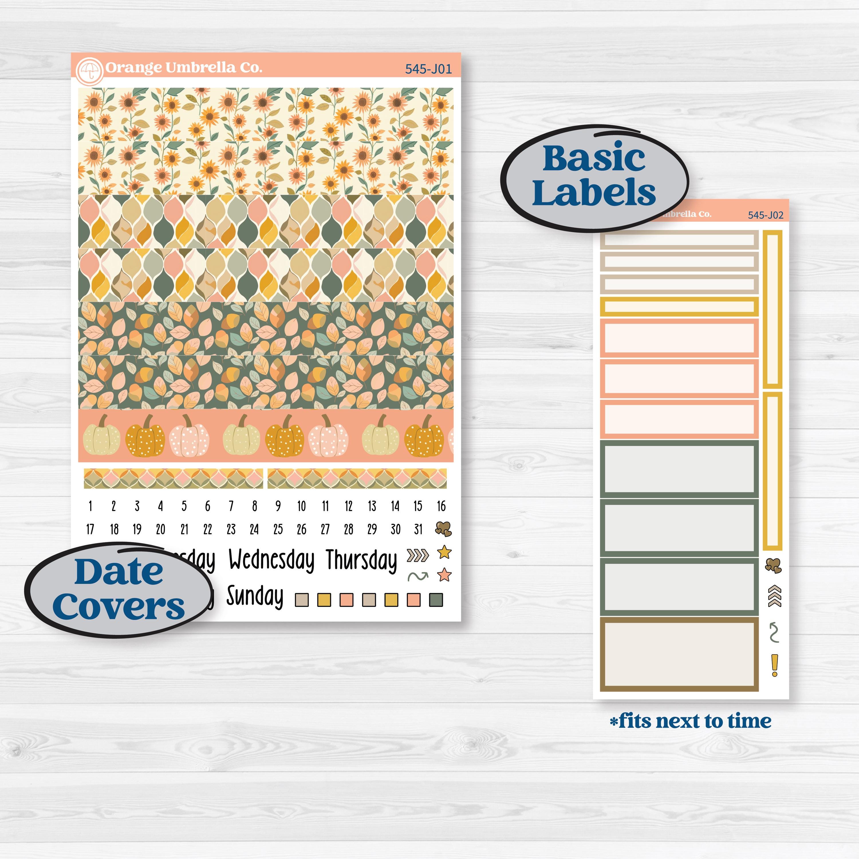 Pumpkin Patch Stickers | A5 Daily Duo Planner Kit Stickers | Oh My Gourd | KIT-545-J