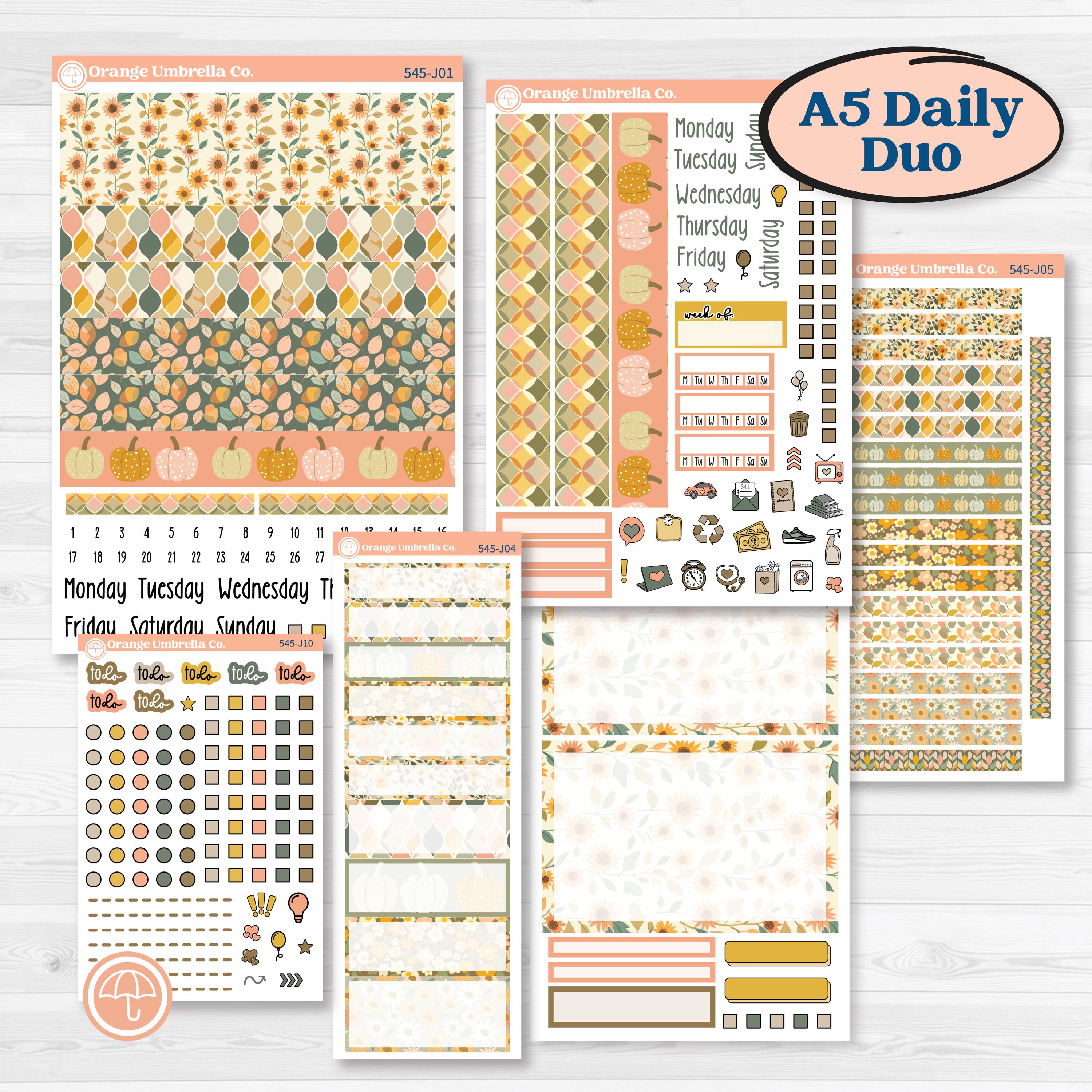 Pumpkin Patch Stickers | A5 Daily Duo Planner Kit Stickers | Oh My Gourd | KIT-545-J