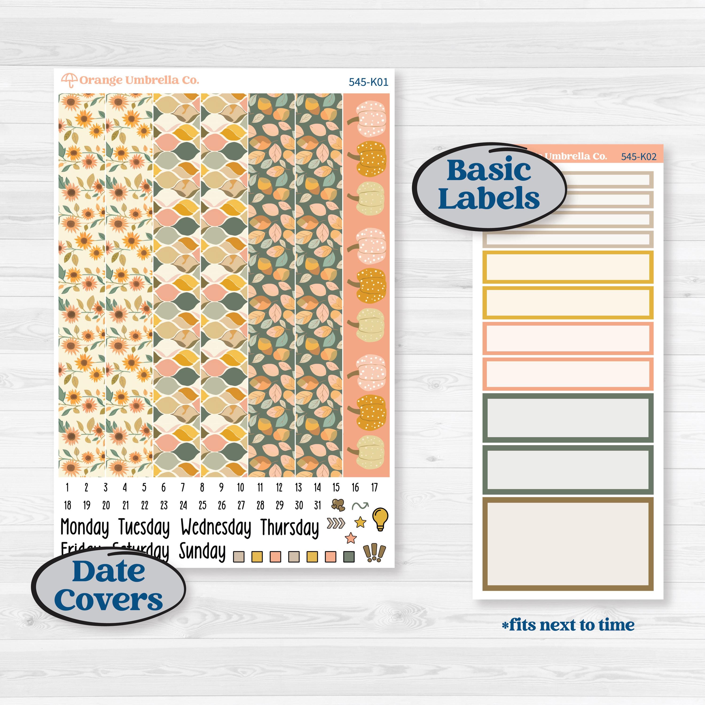 Pumpkin Patch Stickers | 7x9 Erin Condren Daily Duo Planner Kit Stickers | Oh My Gourd | KIT-545-K