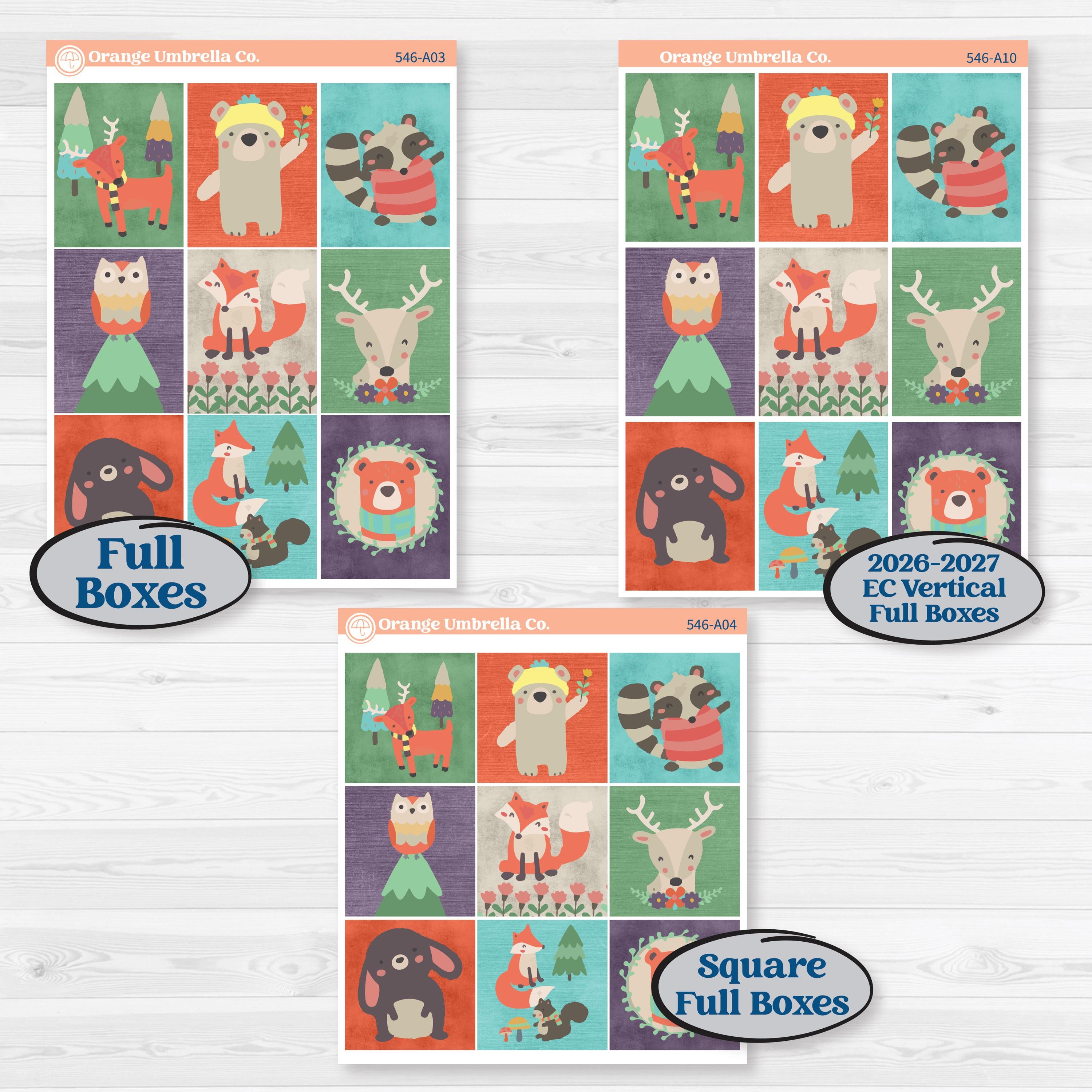 Woodland Animals Kit | Weekly Sticker Kit for Vertical Planners like Erin Condren | Forest Fluffs | KIT-546-A