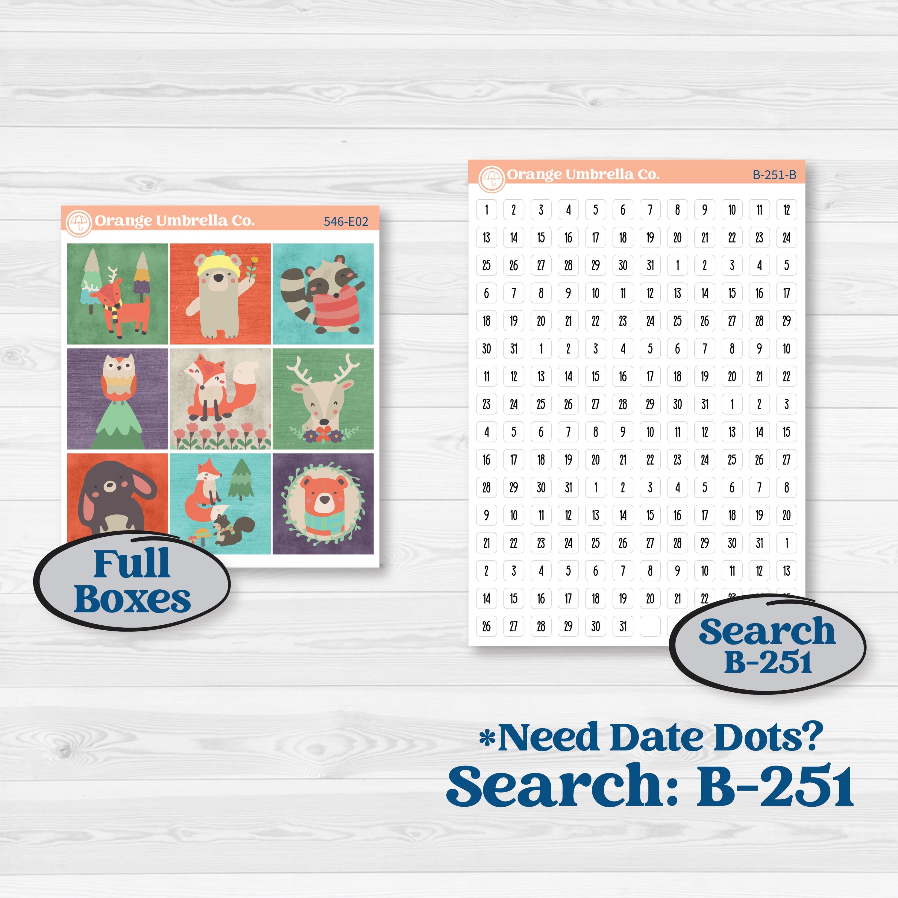 Woodland Animals Kit | Hobonichi Cousin Weekly & Daily Planner Kit Stickers | Forest Fluffs | KIT-546-E