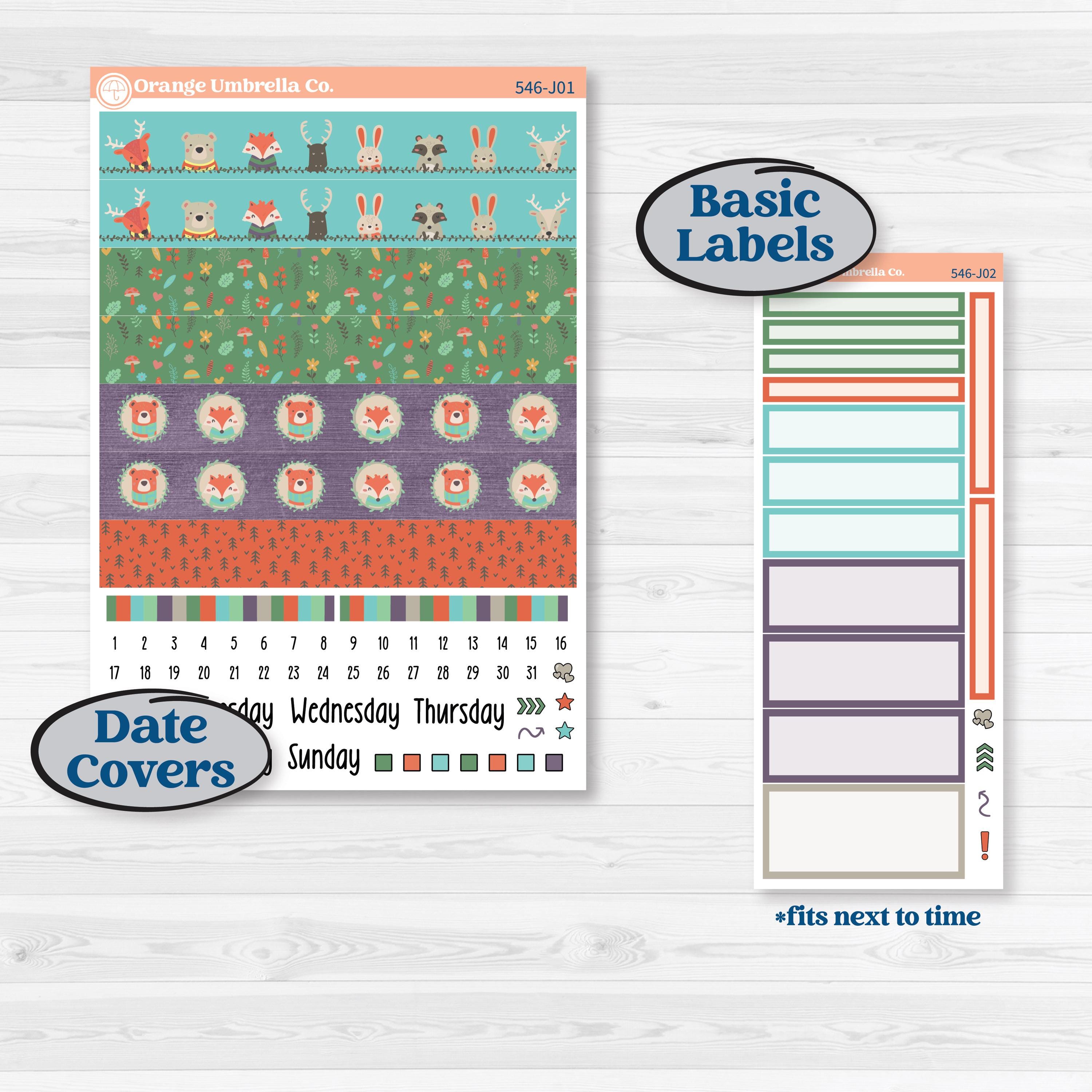 Woodland Animals Kit | A5 Daily Duo Planner Kit Stickers | Forest Fluffs | KIT-546-J