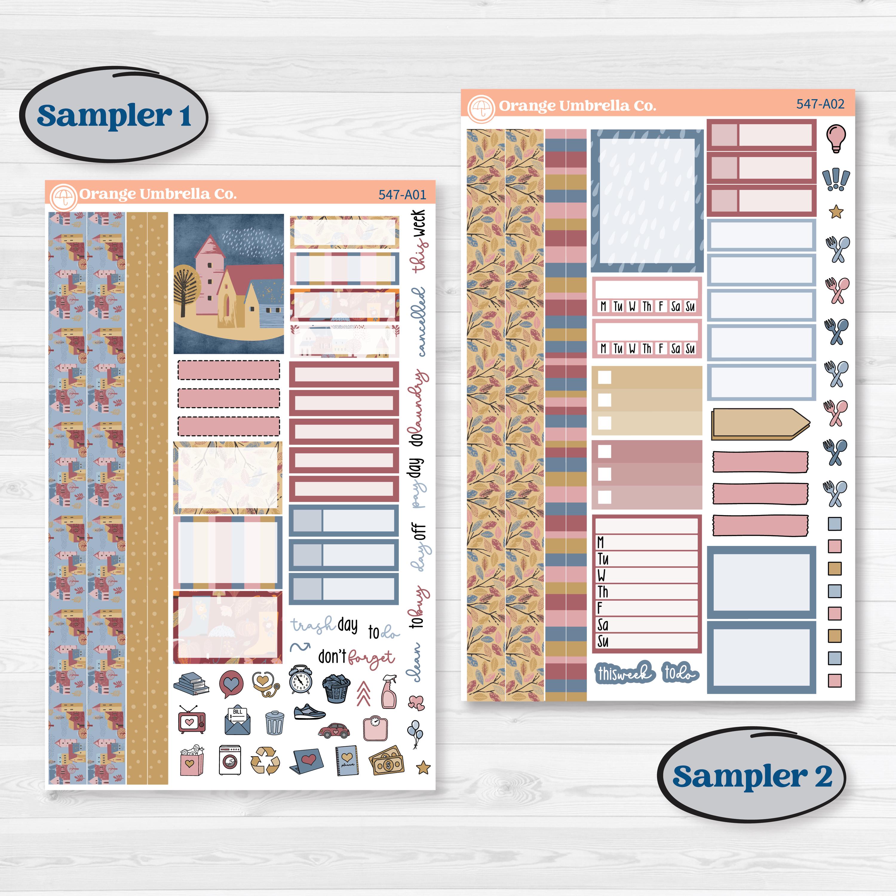 Rainy Autumn Kit | Weekly Sticker Kit for Vertical Planners like Erin Condren | Rain Fall | KIT-547-A