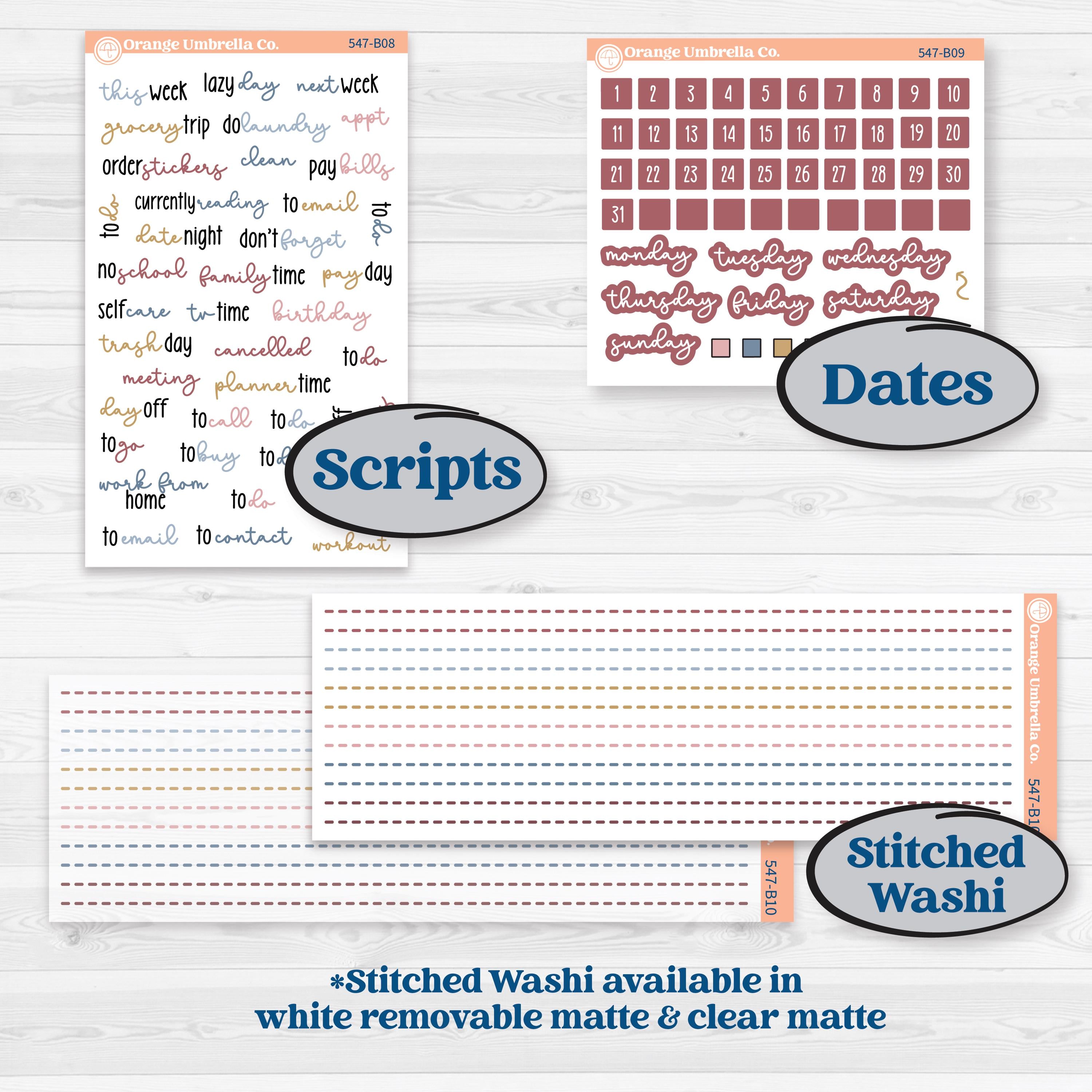Rainy Autumn Kit | Weekly Add-On Planner Kit Stickers | Rain Fall | KIT-547-B