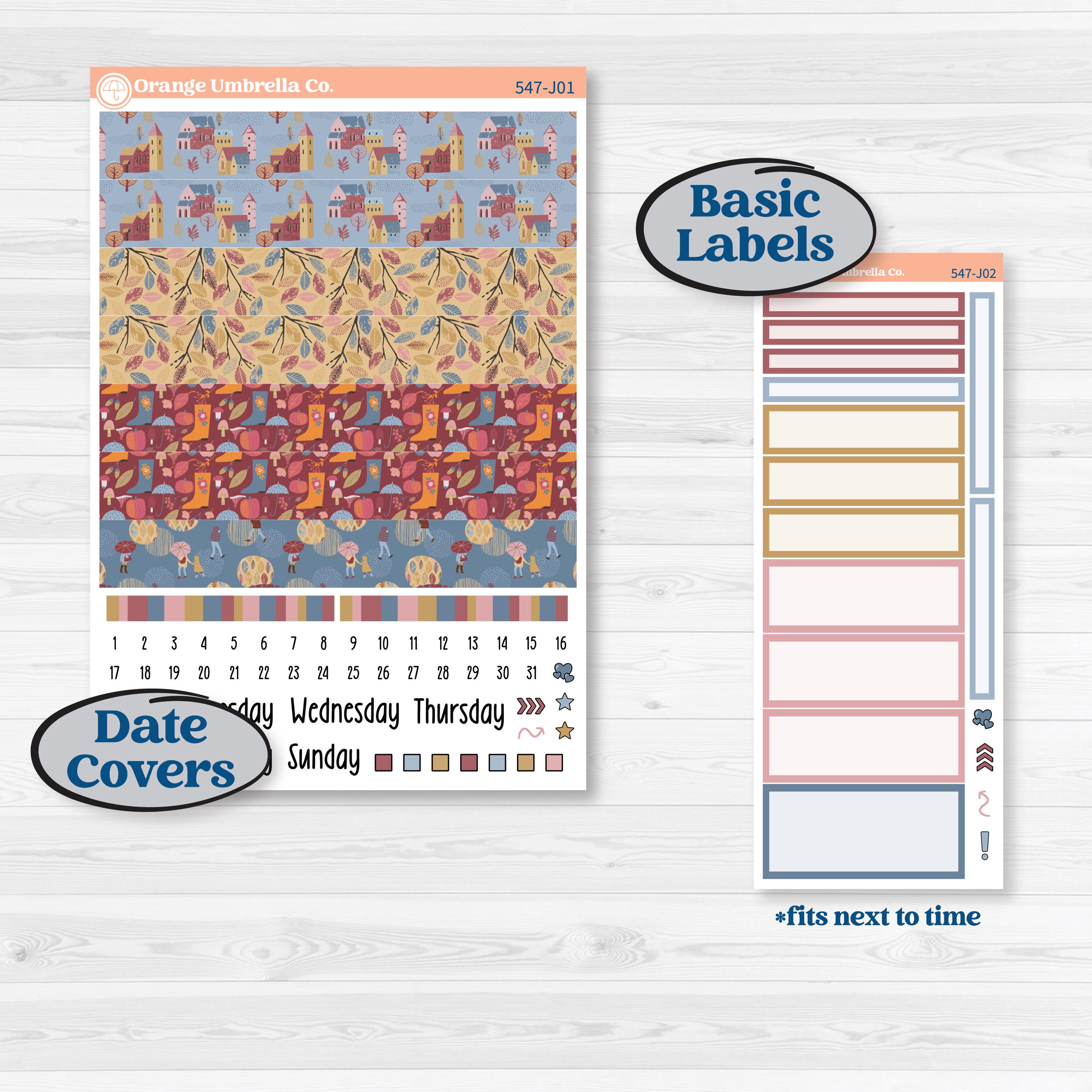 Rainy Autumn Kit | A5 Daily Duo Planner Kit Stickers | Rain Fall | KIT-547-J