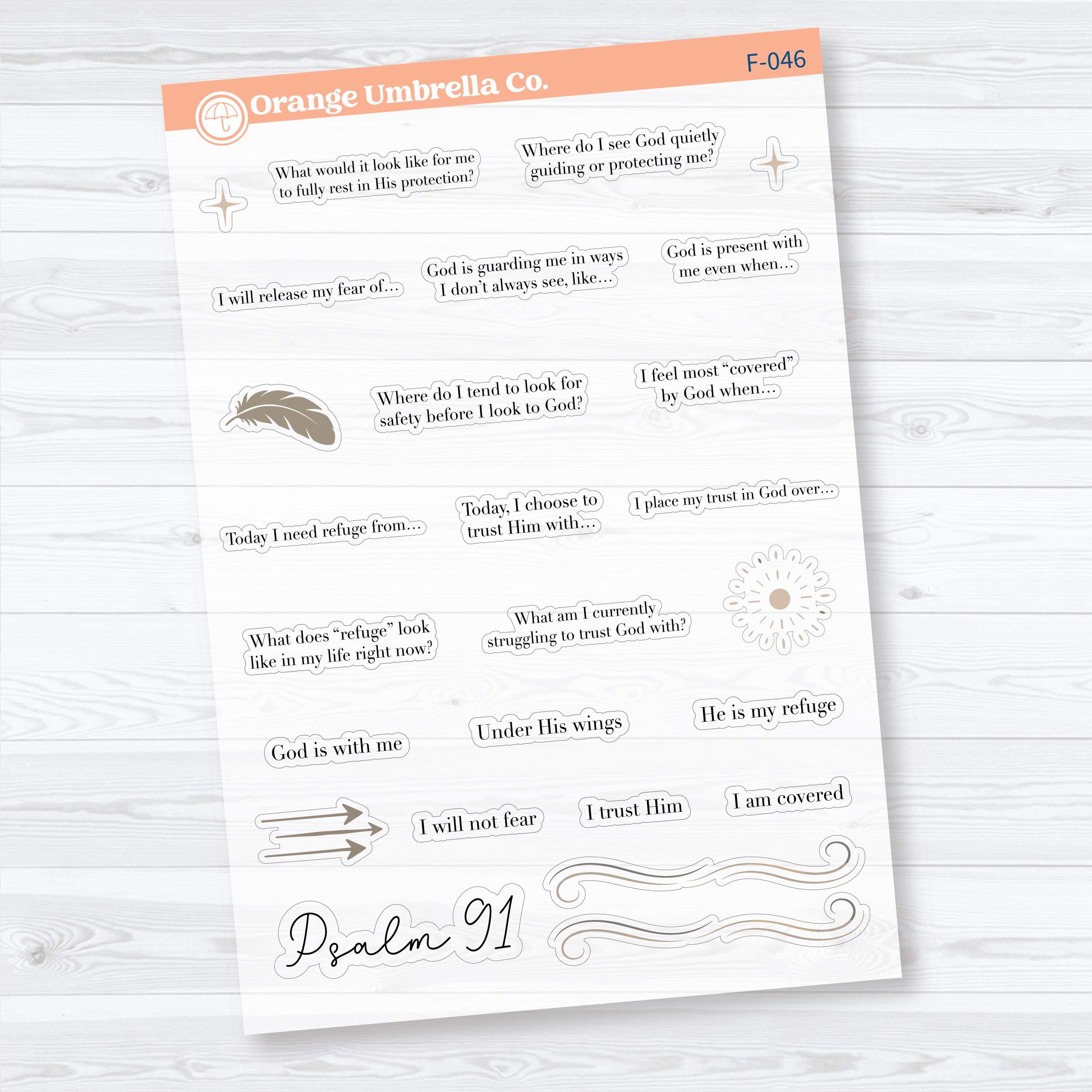 Psalm 91 Bible Study Clear Matte Planner Stickers | Faith Journaling Stickers | F-045-047-CM