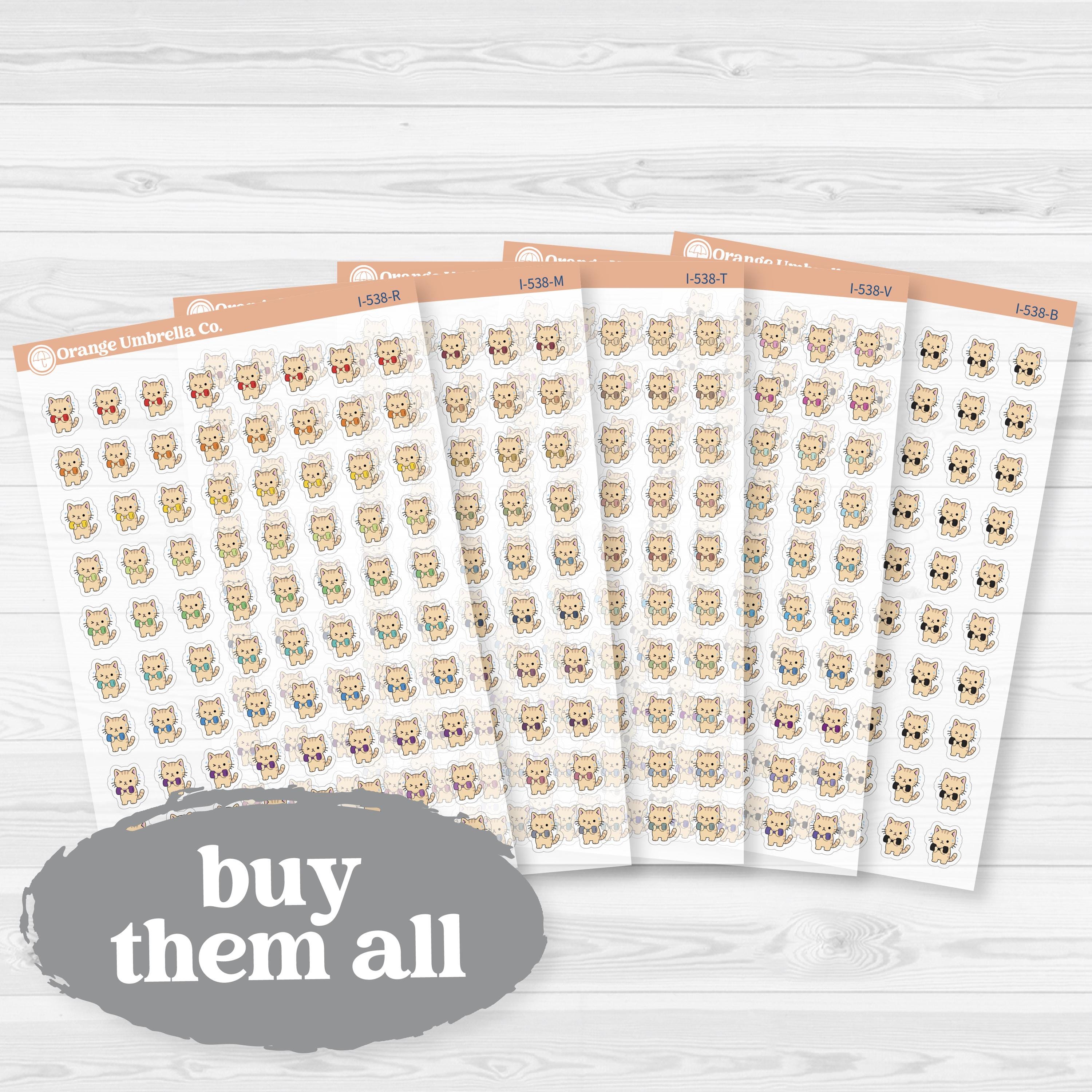 Mini Weight Lifting Spazz Clear Matte Cat Stickers | Planner Stickers | I-538-CM