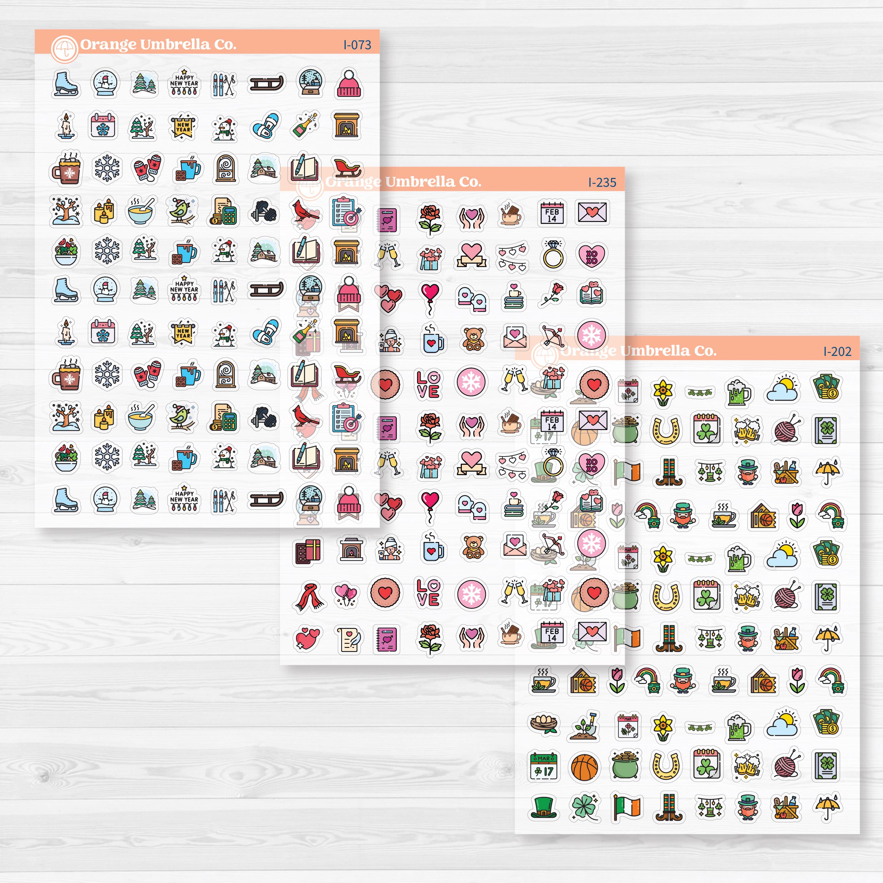 Monthly Holiday Planner Icons Bundle Clear Matte | Year Round Planner Stickers | BU-264-CM