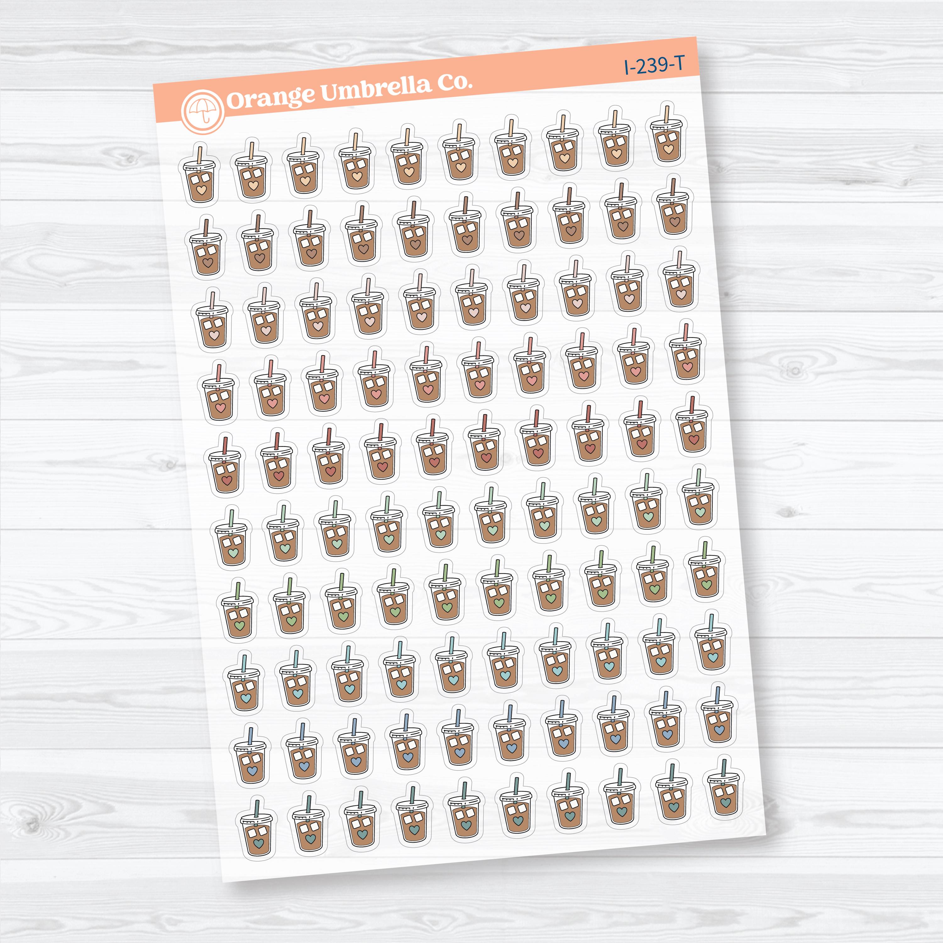 Iced Coffee Icons Clear Matte | Coffee Planner Stickers | I-239-CM