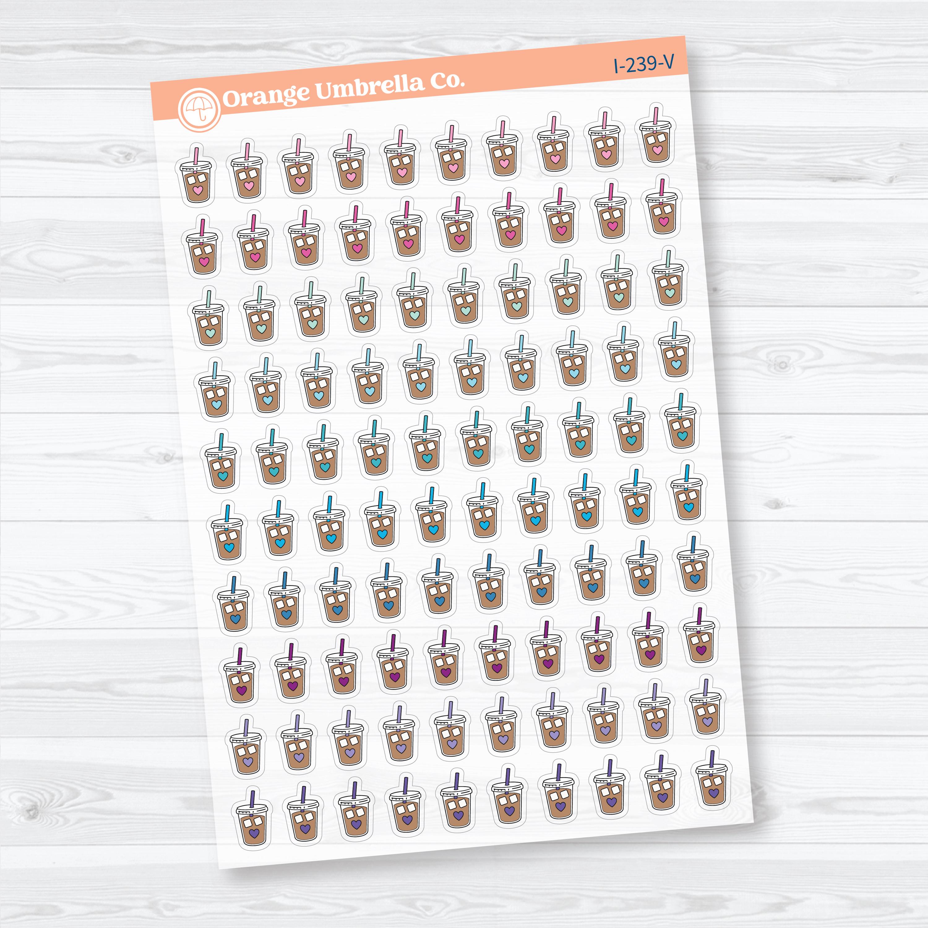 Iced Coffee Icons Clear Matte | Coffee Planner Stickers | I-239-CM