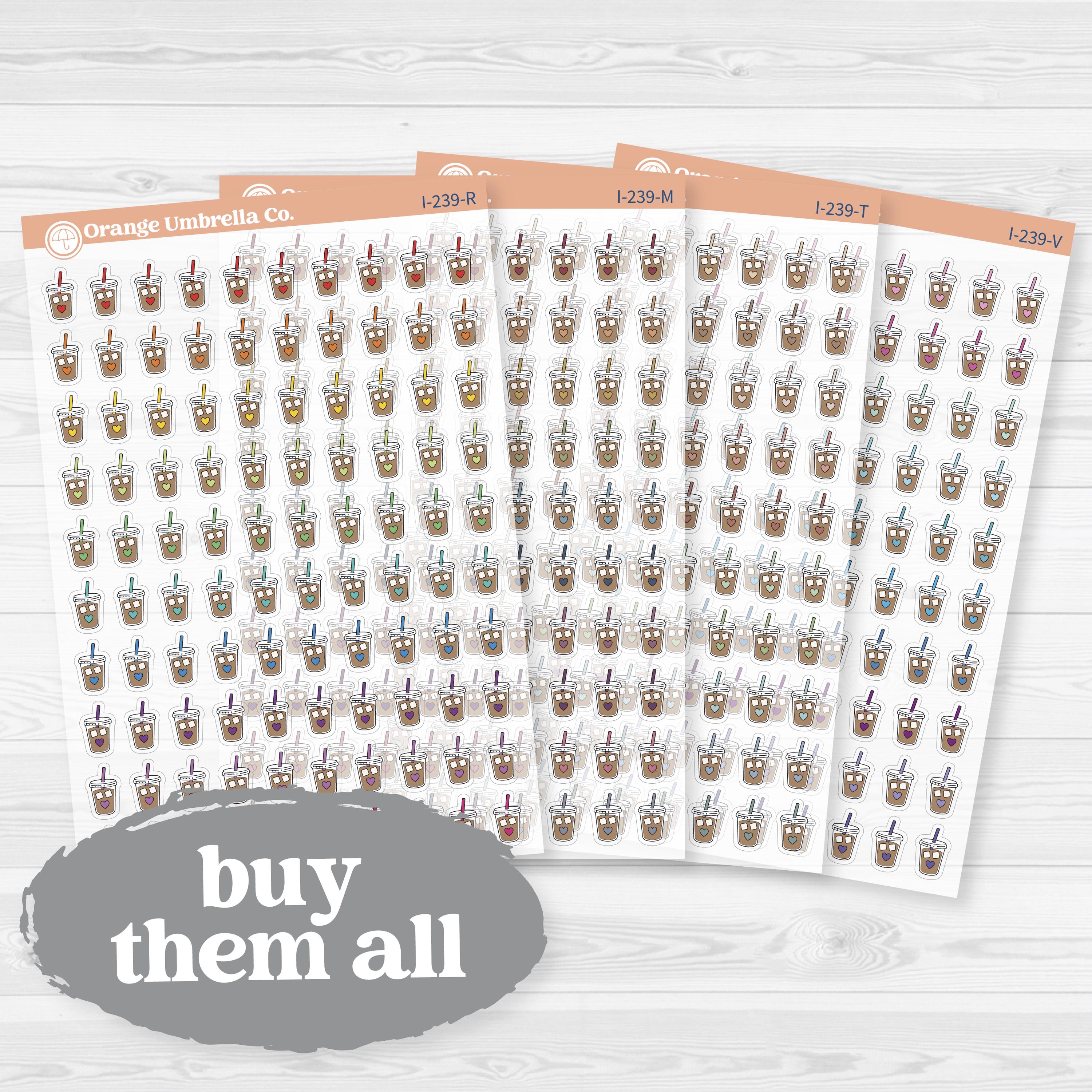 Iced Coffee Icons Clear Matte | Coffee Planner Stickers | I-239-CM