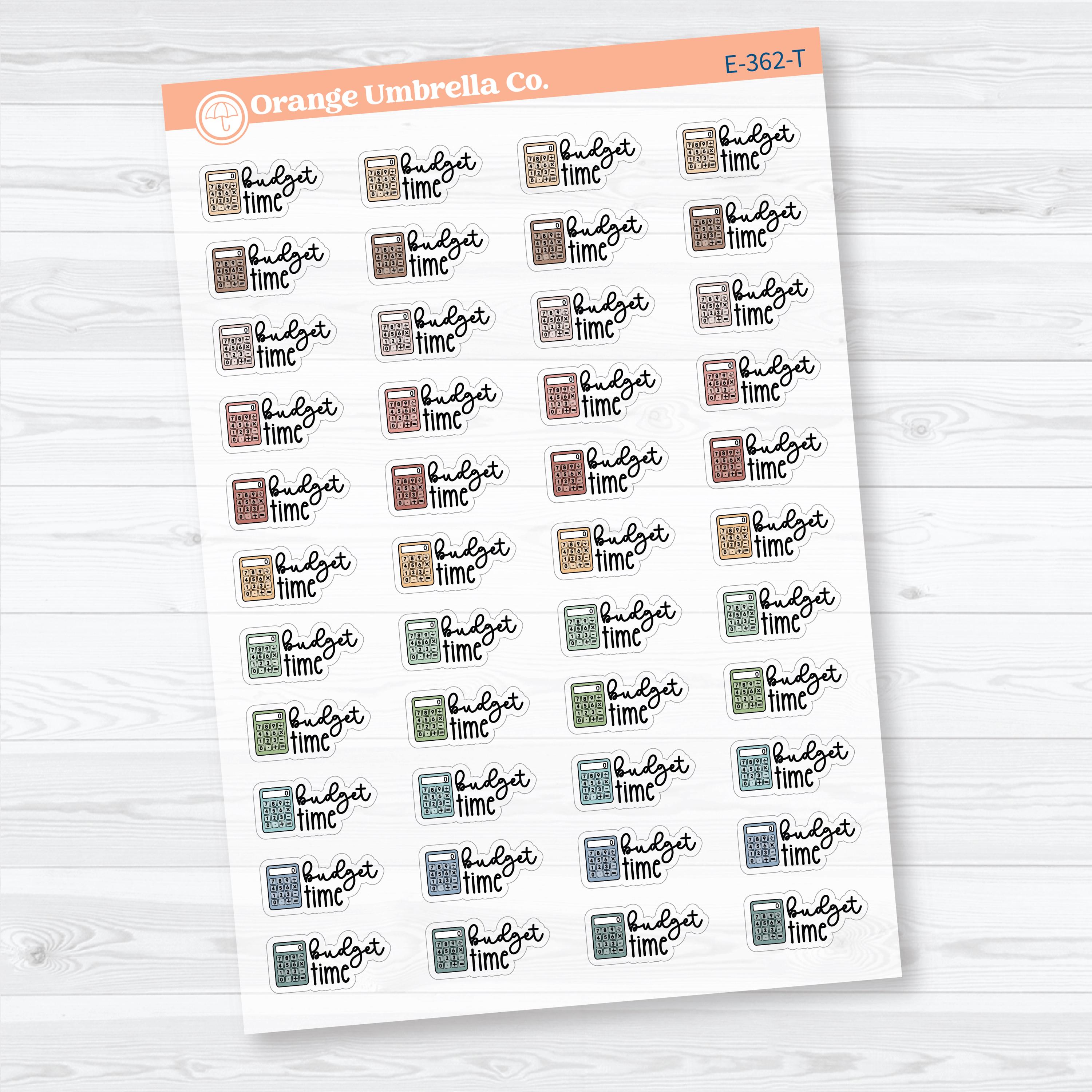 Budget Time Doodled Event Labels Clear Matte | Planner Stickers F18 | E-362-CM