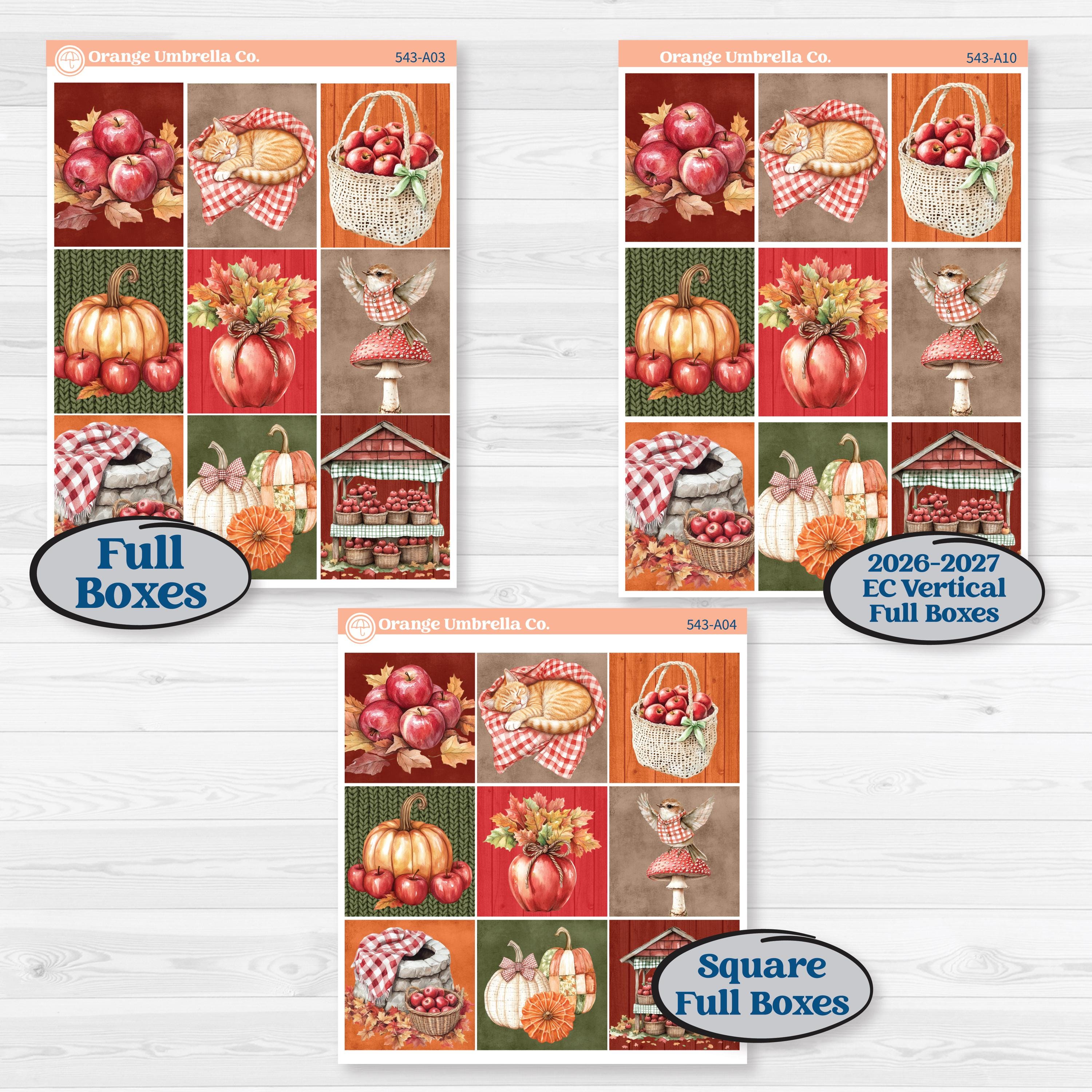 Apple Harvest Planner Kit | Weekly Sticker Kit for Vertical Planners like Erin Condren | Apple Crisp | KIT-543-A
