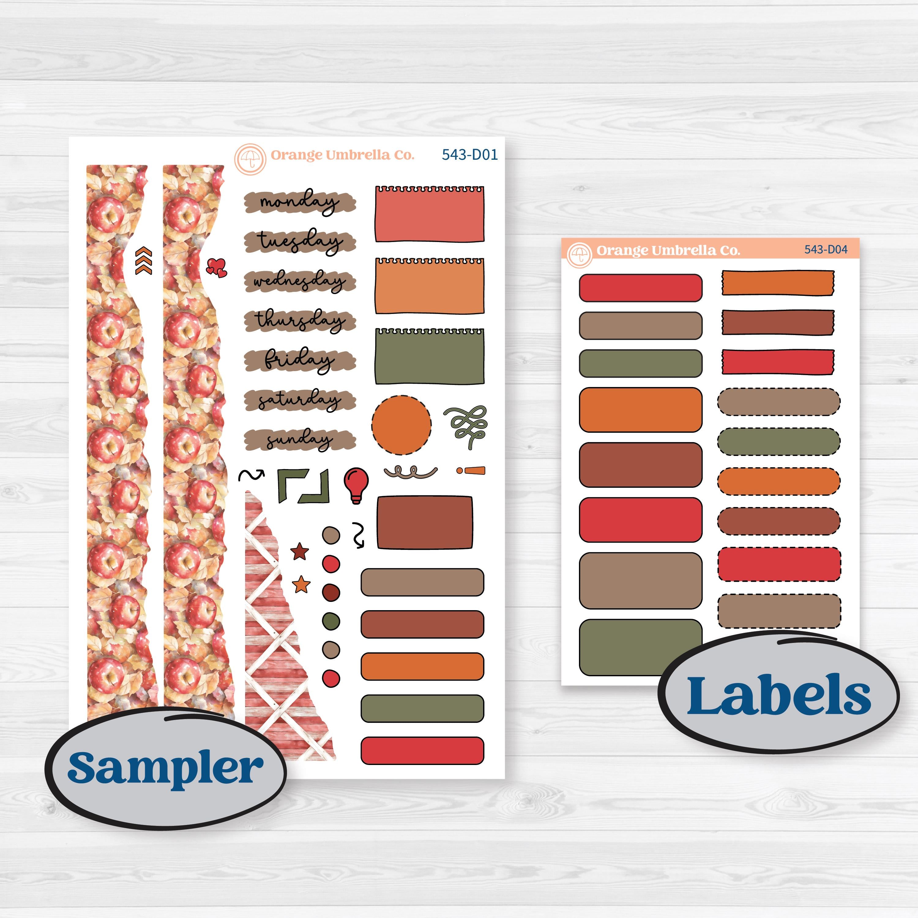 Apple Harvest Planner Kit | Journaling or Scrapbooking Kit | Creative Junk Journal Planner Stickers | Apple Crisp | KIT-543-D