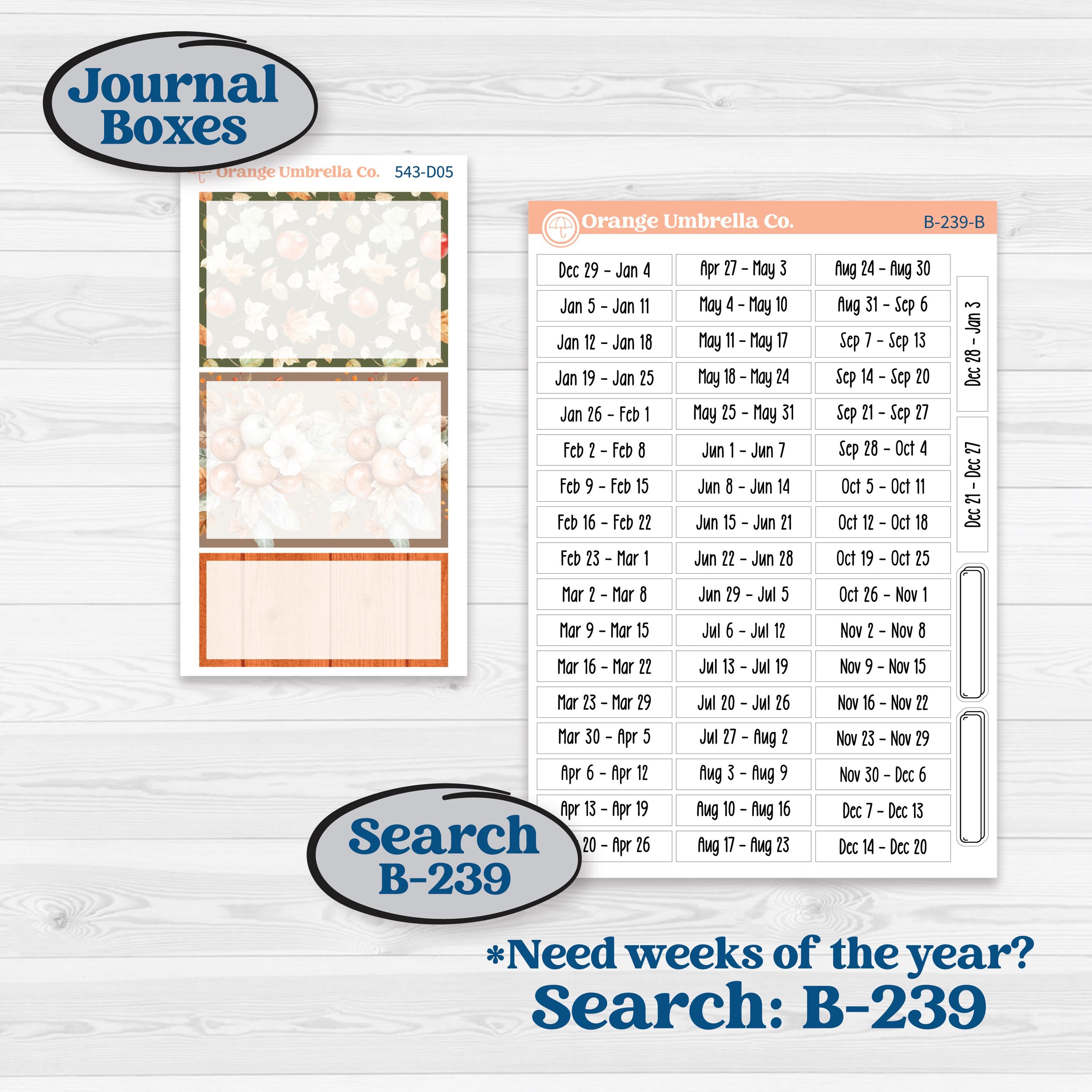 Apple Harvest Planner Kit | Journaling or Scrapbooking Kit | Creative Junk Journal Planner Stickers | Apple Crisp | KIT-543-D