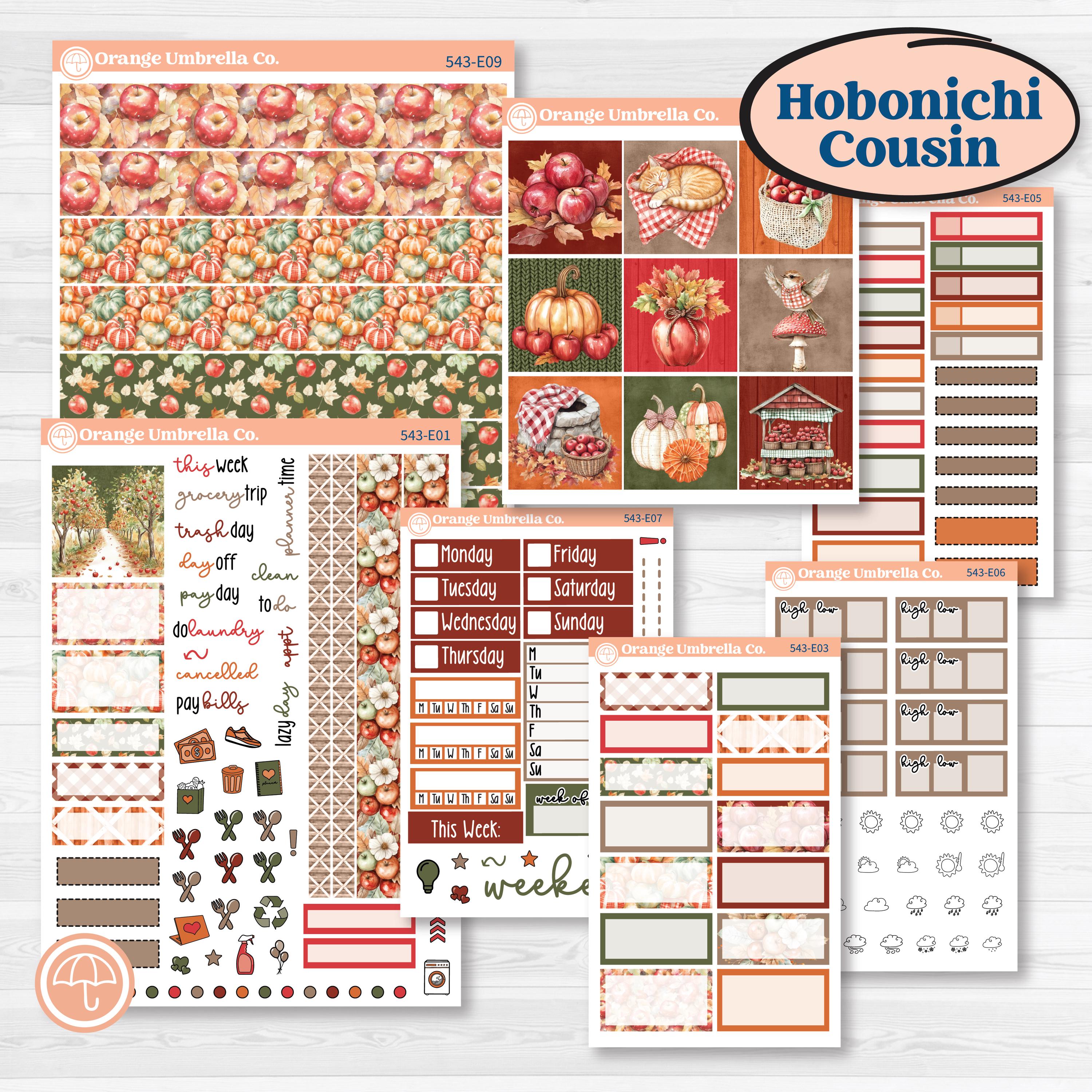 Apple Harvest Planner Kit | Hobonichi Cousin Weekly & Daily Planner Kit Stickers | Apple Crisp | KIT-543-E