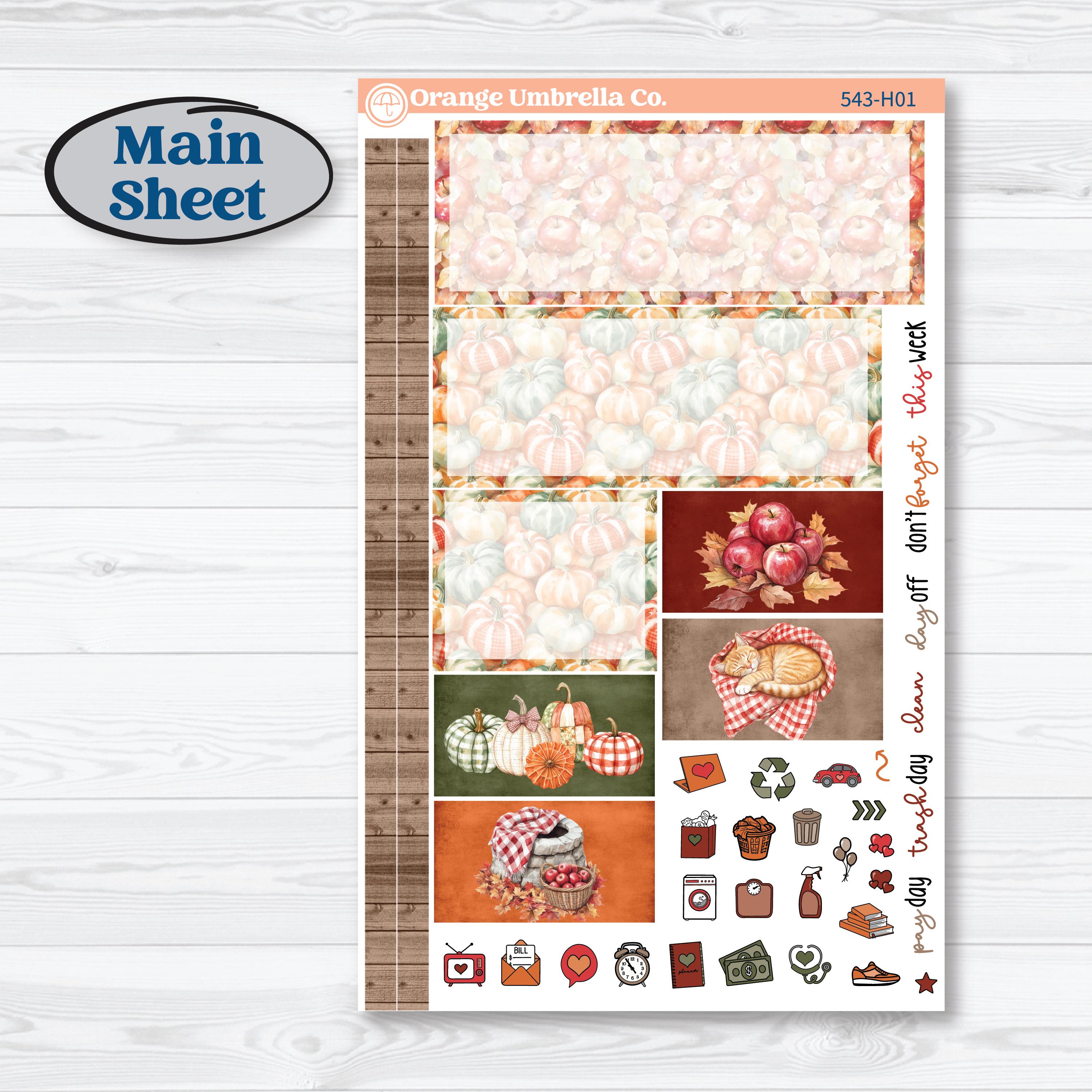 Apple Harvest Planner Kit | Plum Vertical Priorities 7x9 Planner Kit Stickers | Apple Crisp | KIT-543-H