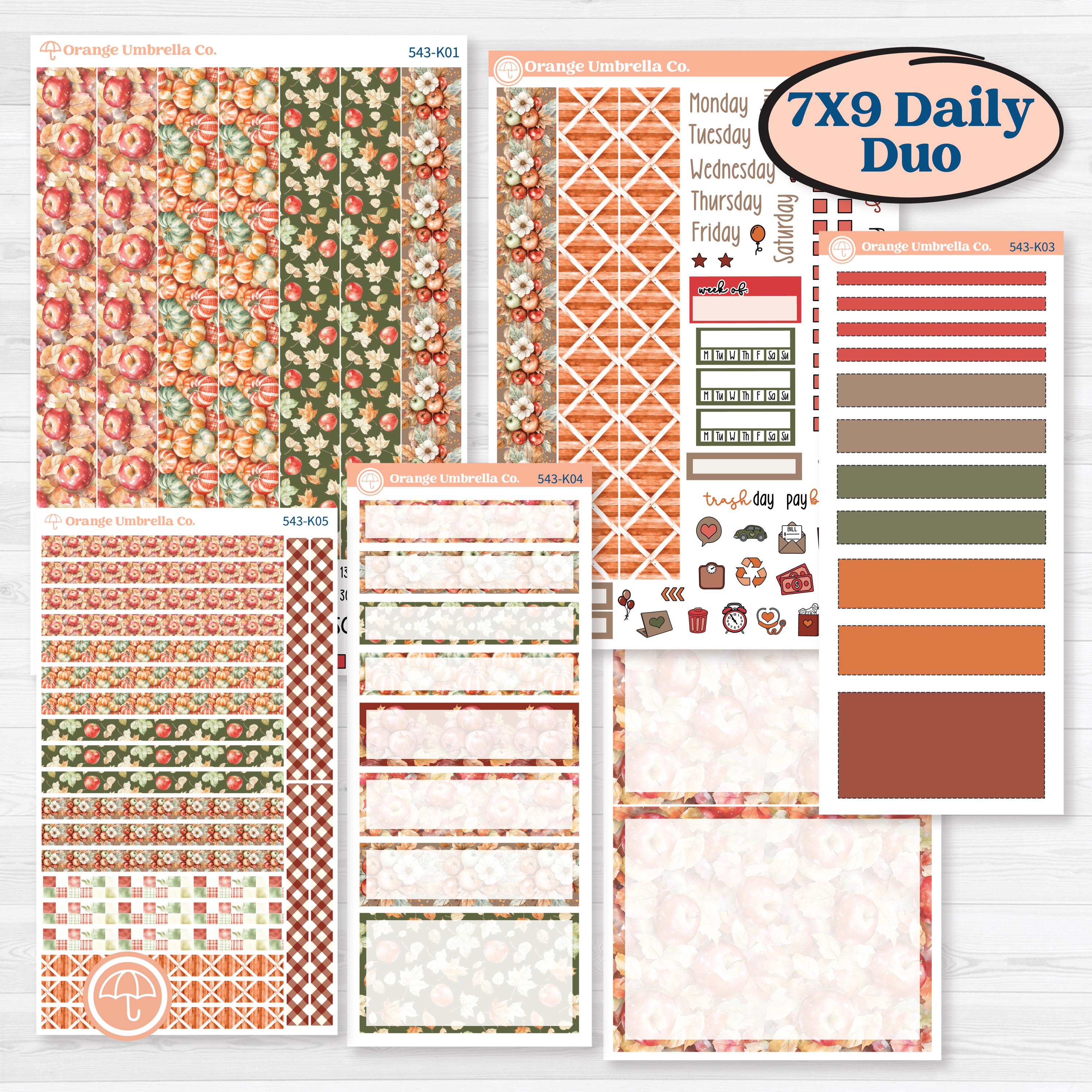 Apple Harvest Planner Kit | 7x9 Erin Condren Daily Duo Planner Kit Stickers | Apple Crisp | KIT-543-K