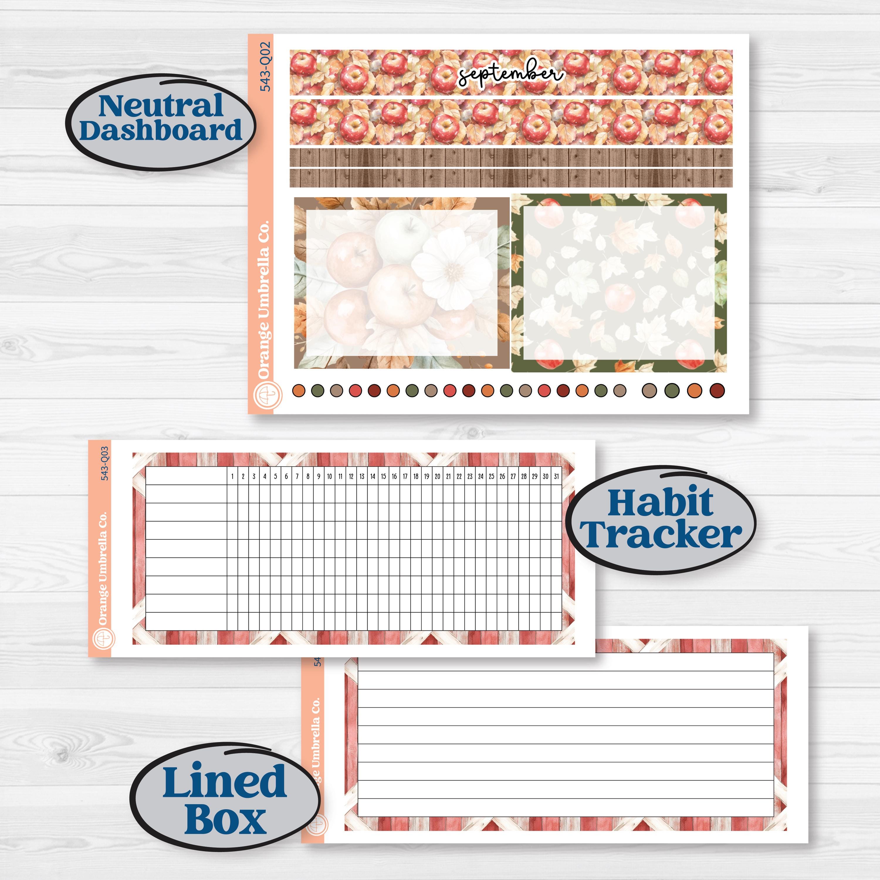 Apple Harvest Planner Kit | 7x9 Plum Monthly & Dashboard Planner Kit Stickers | Apple Crisp | KIT-543-Q