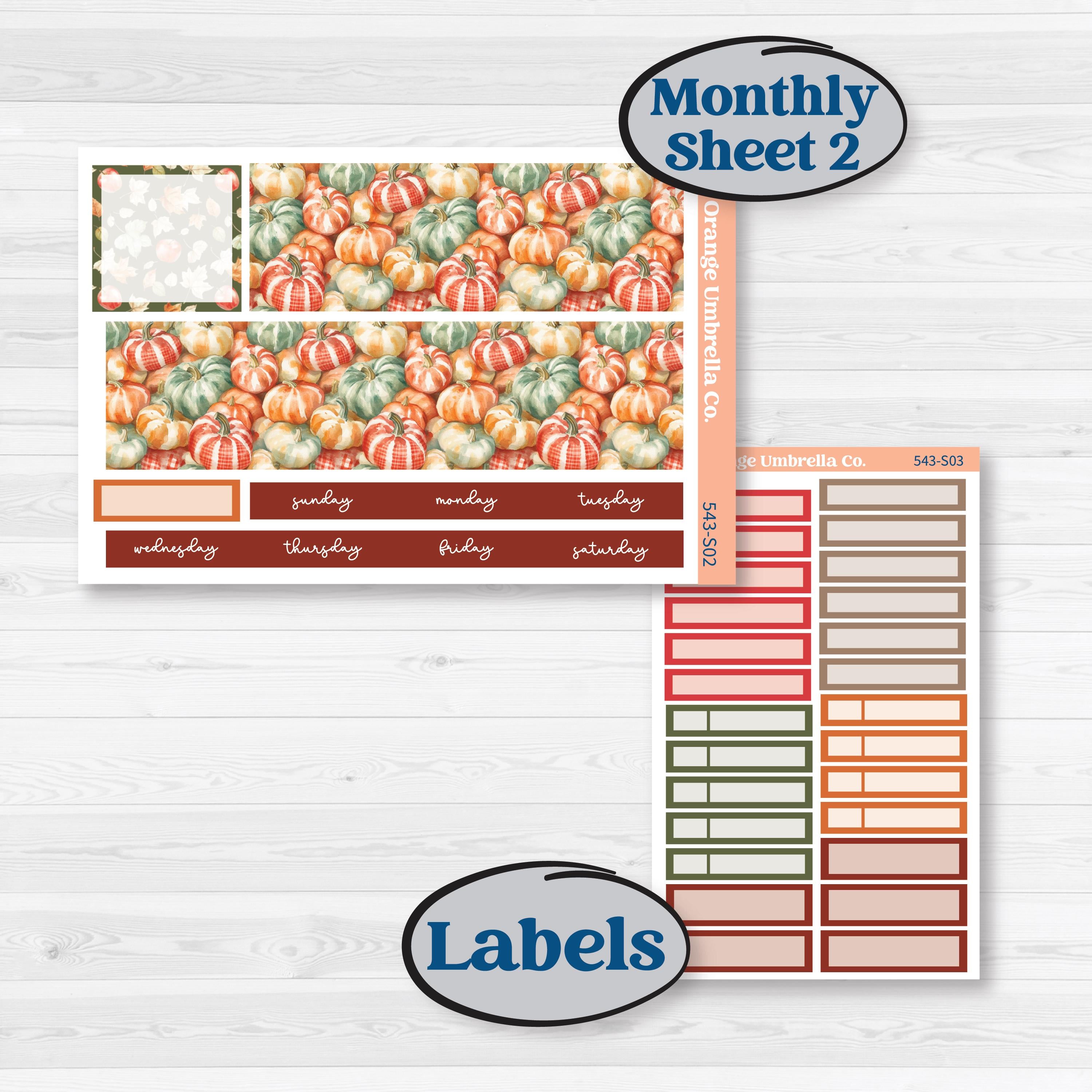 Apple Harvest Planner Kit | Hobonichi Cousin Monthly Planner Kit Stickers | Apple Crisp | KIT-543-S