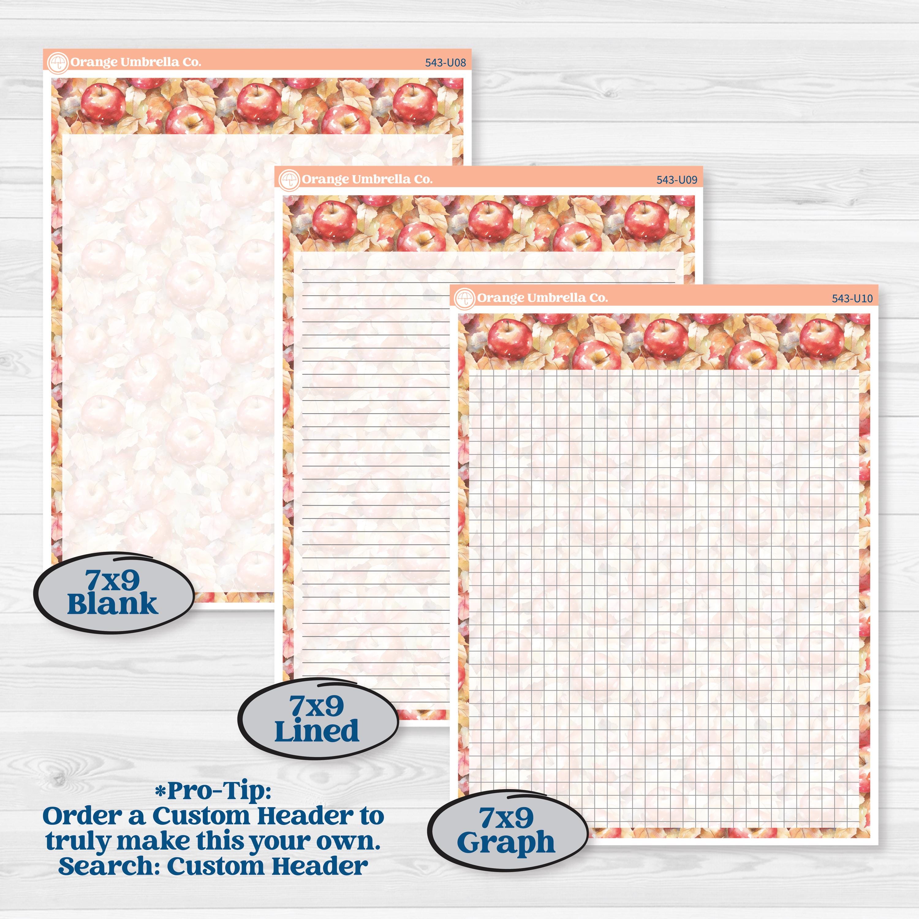 Apple Harvest | A5 or 7x9 Create Your Own Monthly Dashboard Universal | Monthly & Reading Log Sticker Kit | Apple Crisp | KIT-543-U