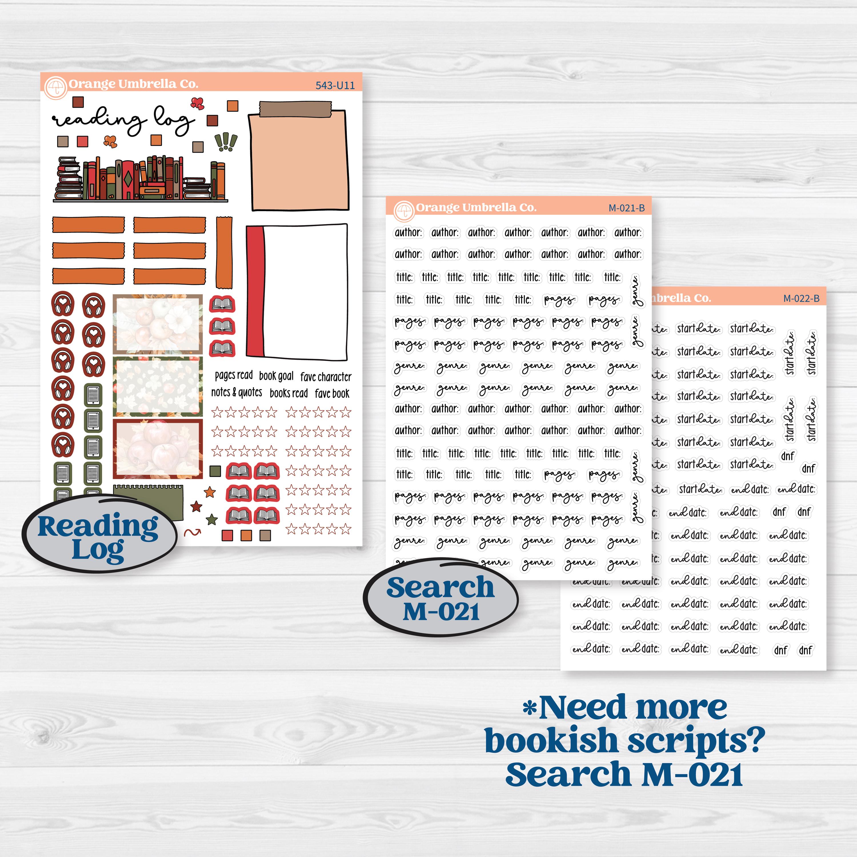 Apple Harvest | A5 or 7x9 Create Your Own Monthly Dashboard Universal | Monthly & Reading Log Sticker Kit | Apple Crisp | KIT-543-U