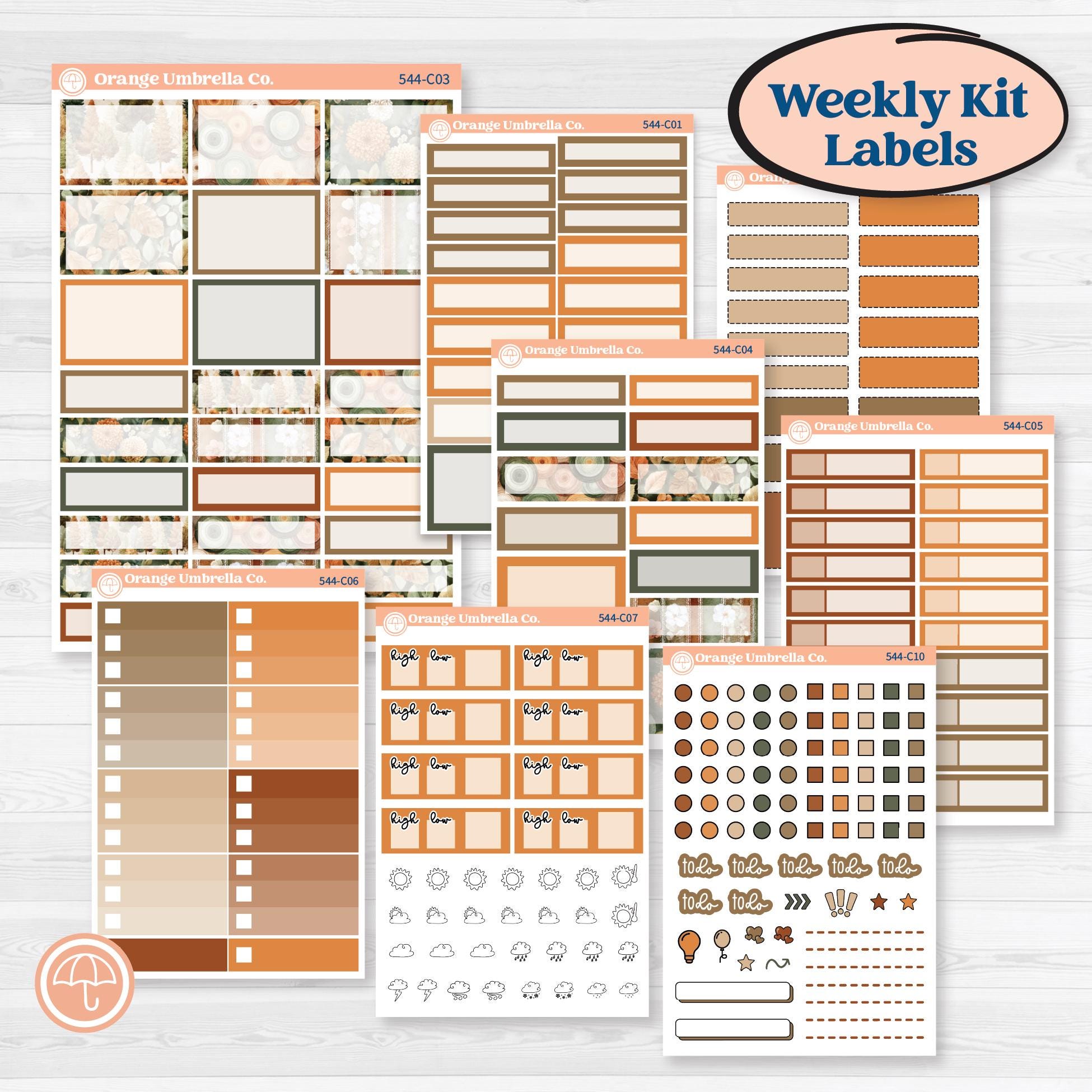 Autumn Woodland Planner Kit | Weekly Add-On Labels Planner Kit Stickers | Autumn Stroll | KIT-544-C
