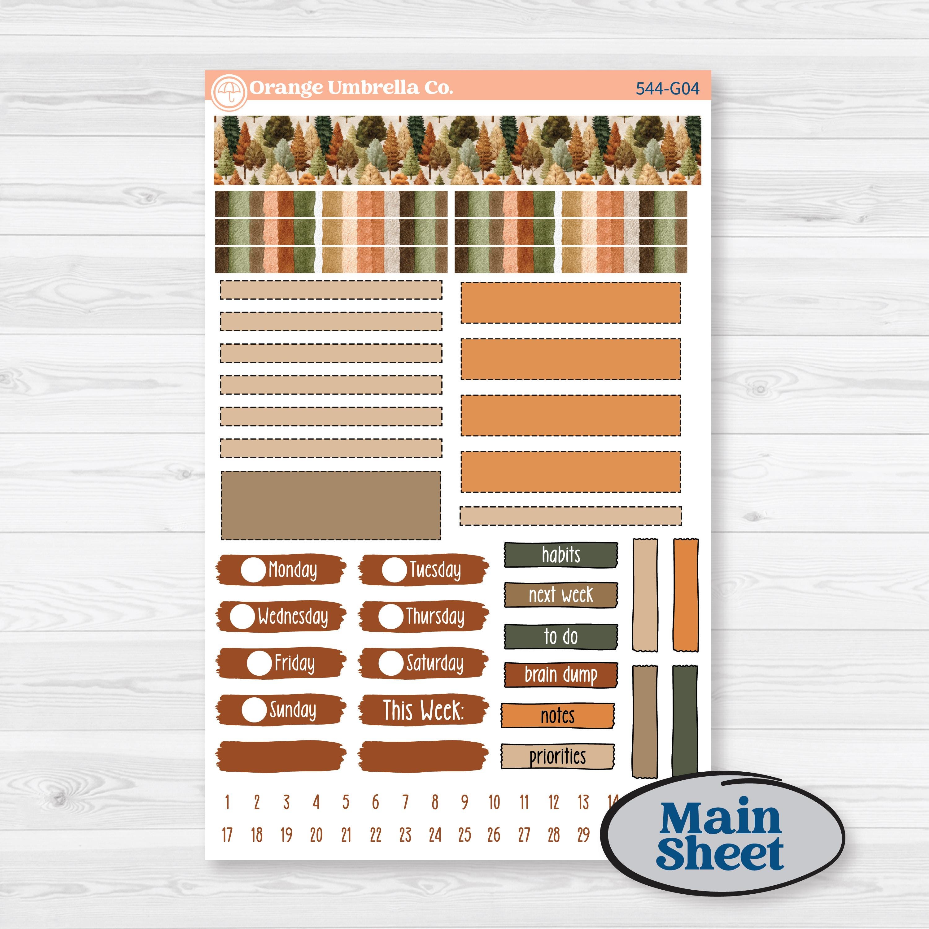 Autumn Woodland Planner Kit | Erin Condren A5 Weekly Dashboard Planner Kit Stickers | Autumn Stroll | KIT-544-G4